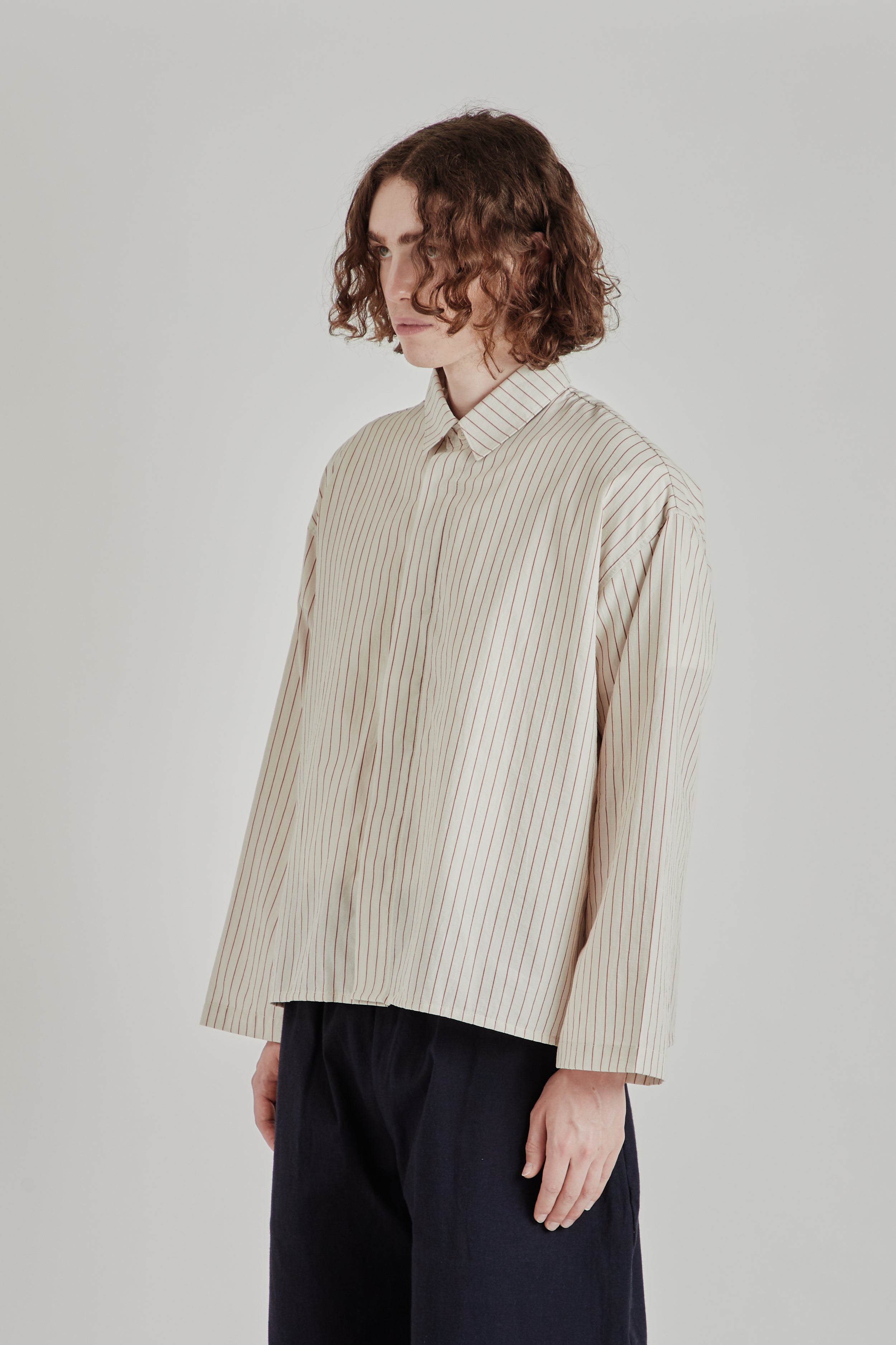 William Frederick Cafe Shirt - Tomato Stripe | Wallace Mercantile Shop