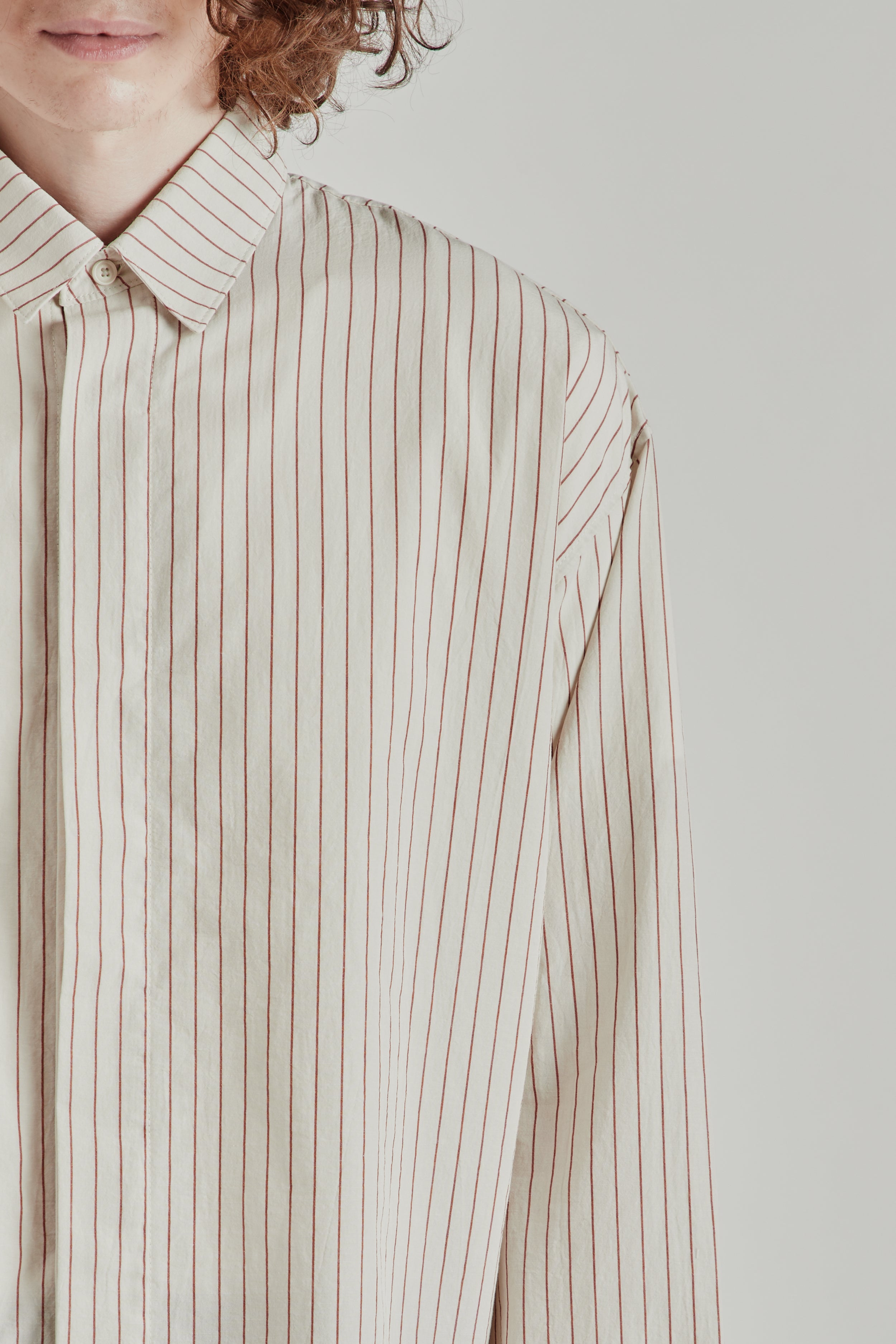 William Frederick Cafe Shirt - Tomato Stripe | Wallace Mercantile Shop