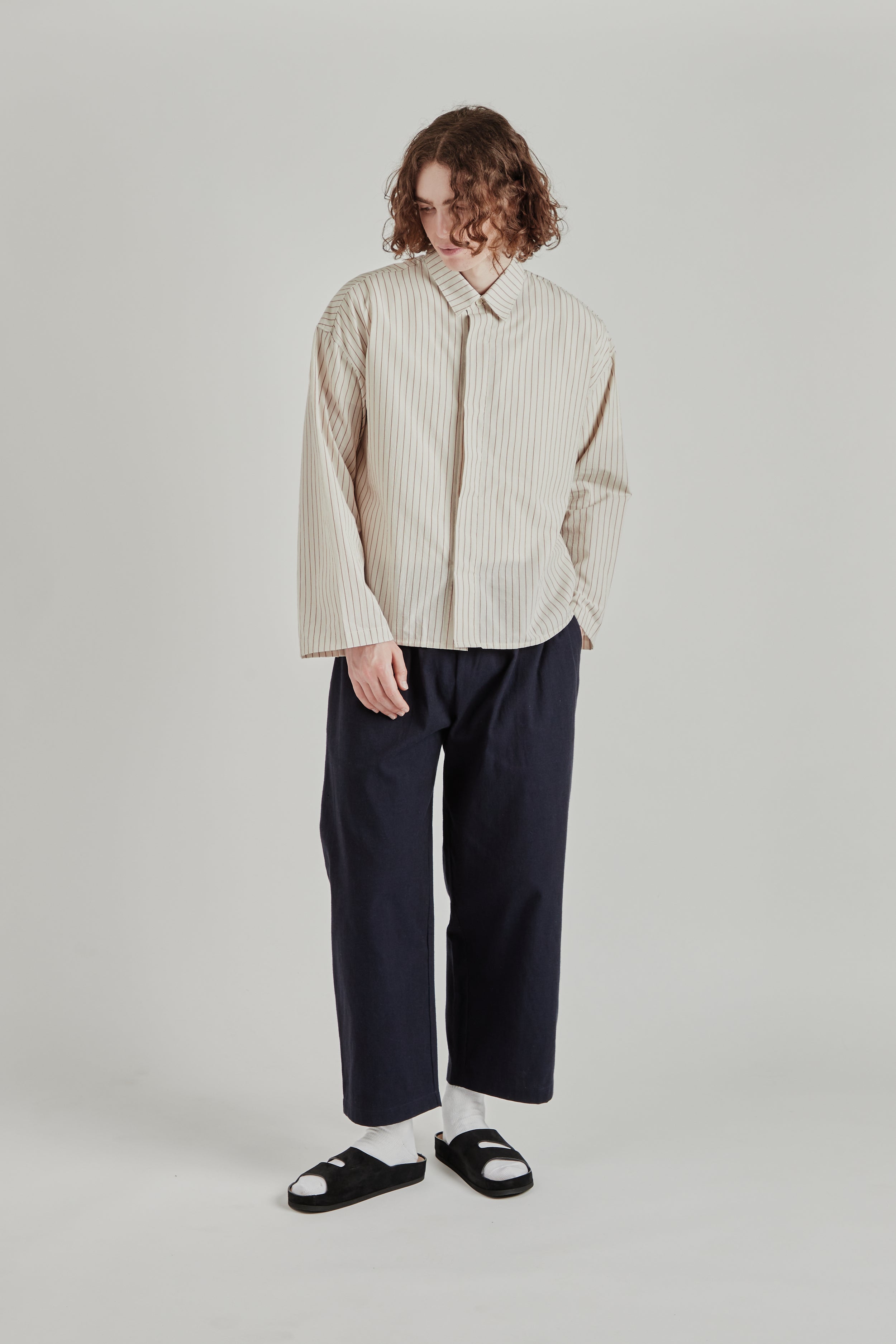 William Frederick Cafe Shirt - Tomato Stripe | Wallace Mercantile Shop