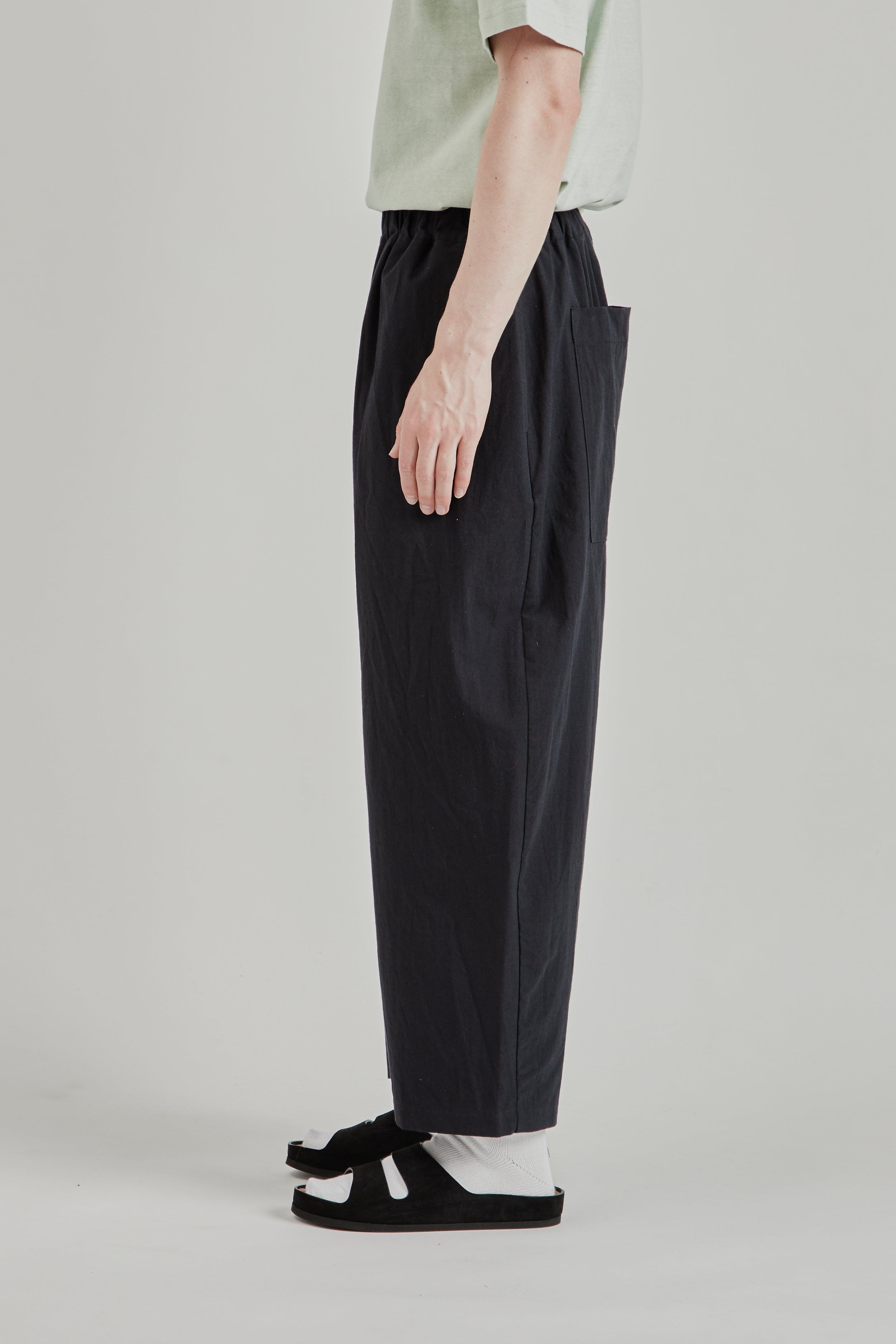 William Frederick Studio Pant - Black Cotton Wool Typewriter