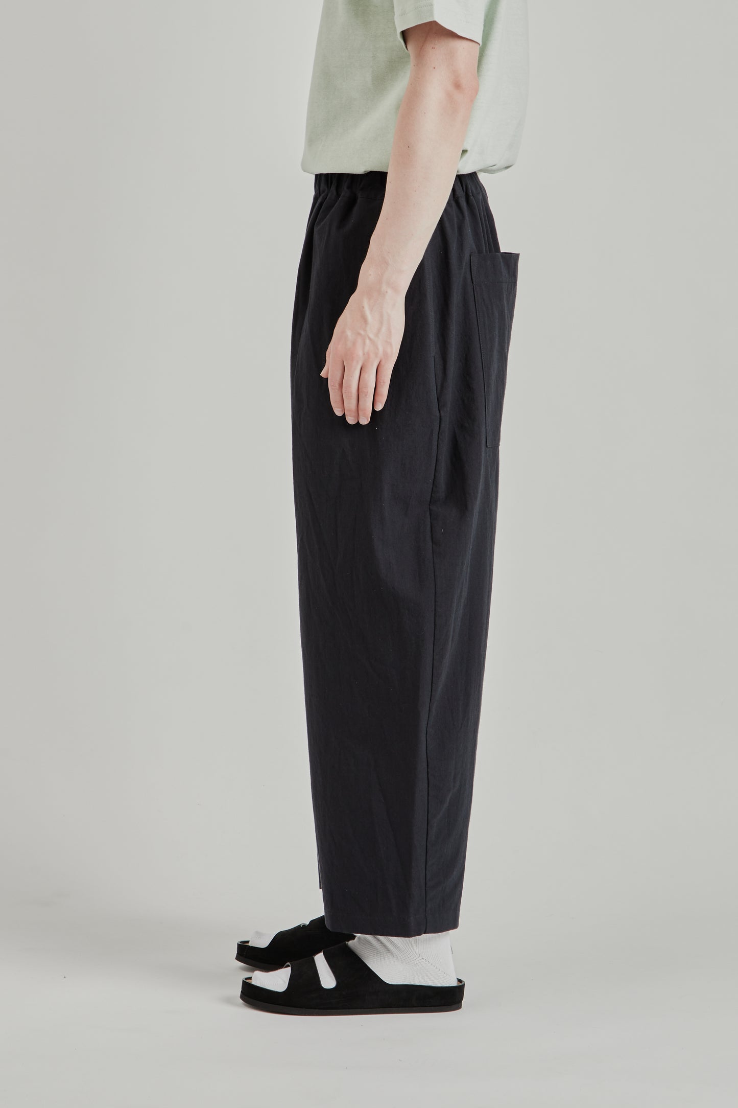 Studio Pant - Black Cotton Wool Typewriter