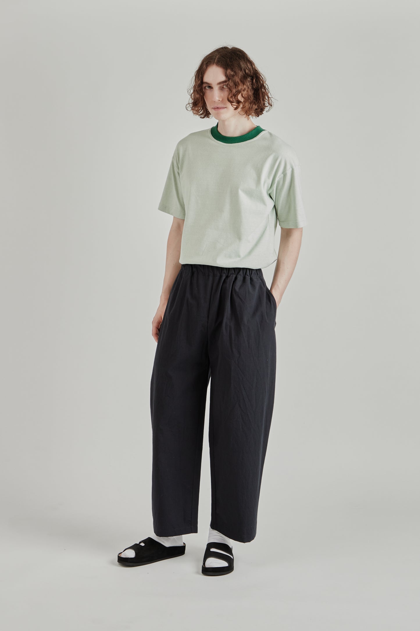 Studio Pant - Black Cotton Wool Typewriter