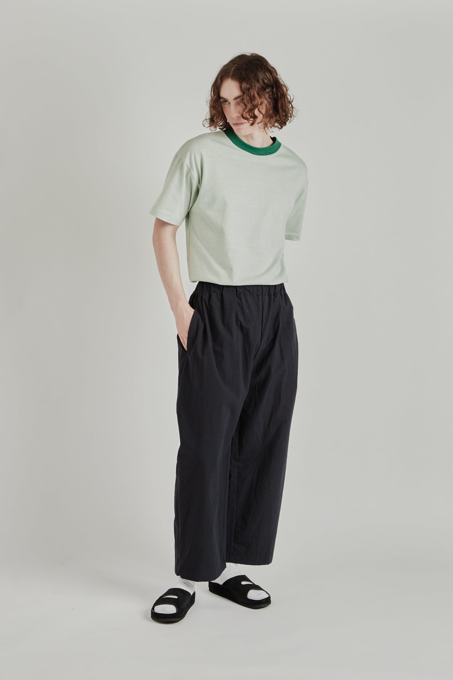 Studio Pant - Black Cotton Wool Typewriter