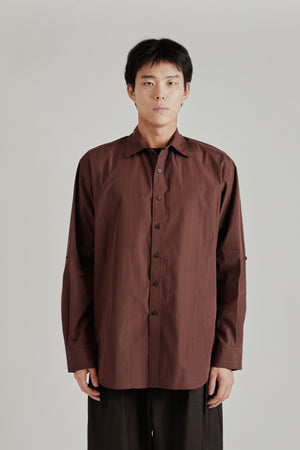 Wright   Doyle FW26 Nata Shirt Oxblood Stripe864