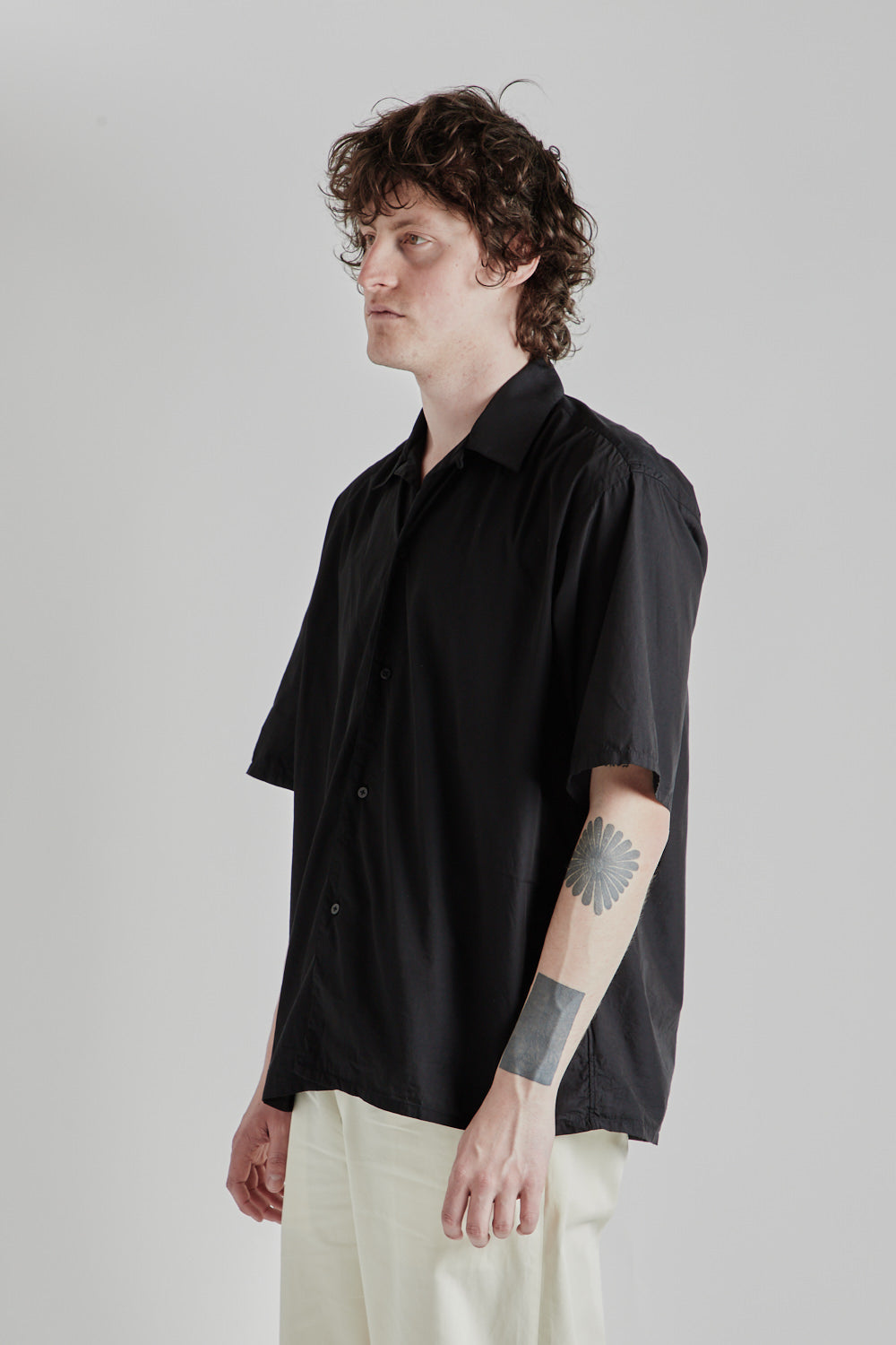 Blurhms Chambray Open Collar Shirt - Black | Wallace Mercantile Shop