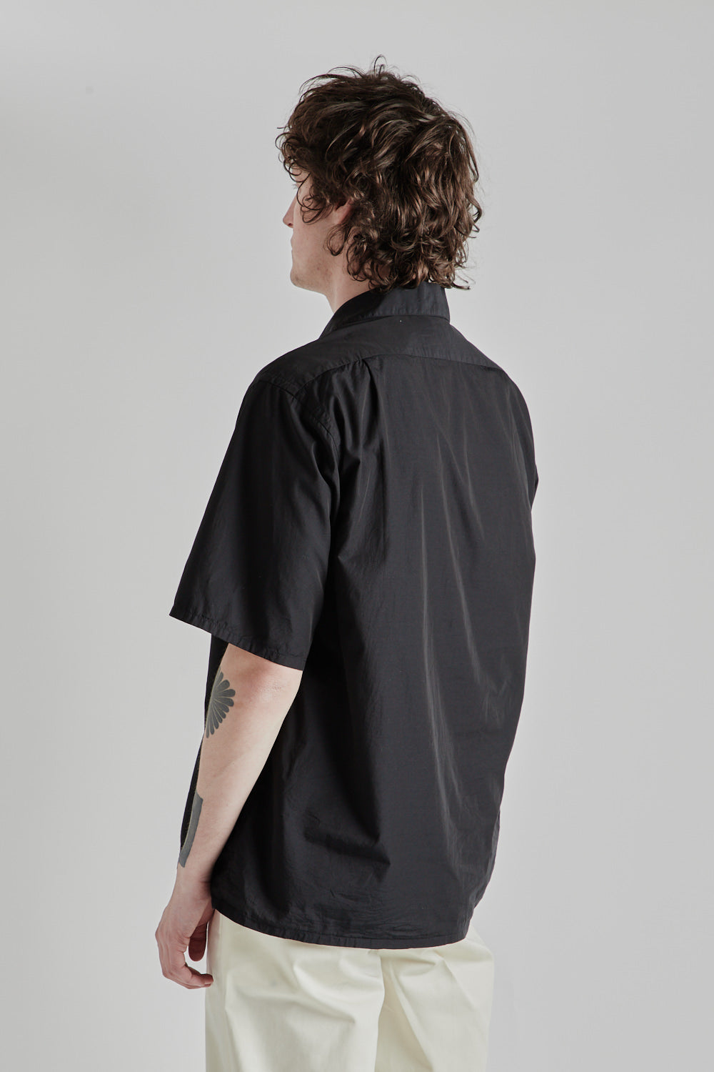 Chambray Open Collar Shirt - Black
