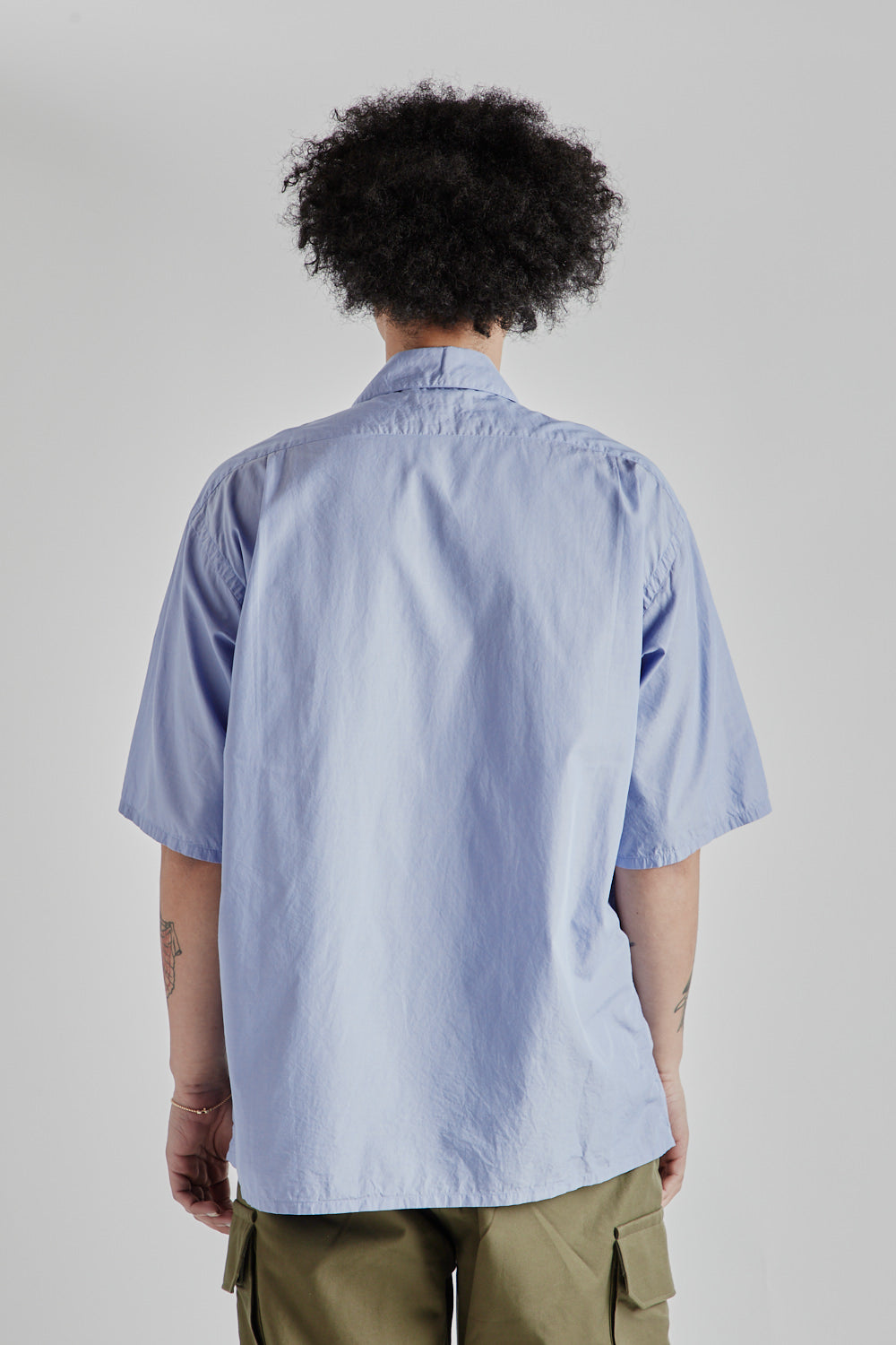 Chambray Open Collar Shirt - Saxe