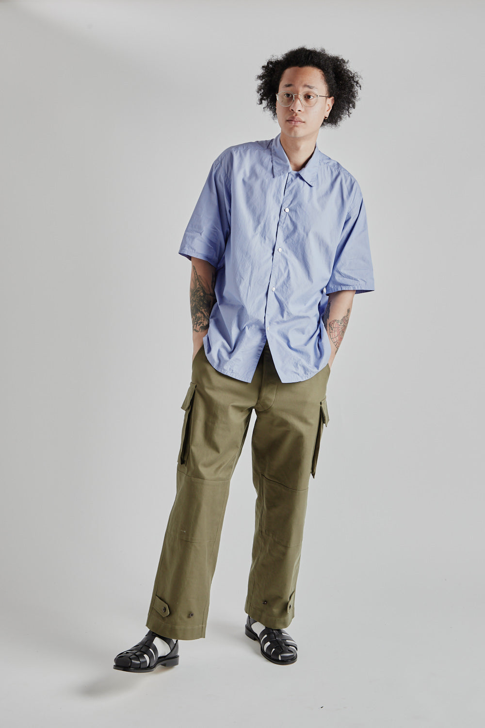 Blurhms Chambray Open Collar Shirt - Saxe | Wallace Mercantile Shop