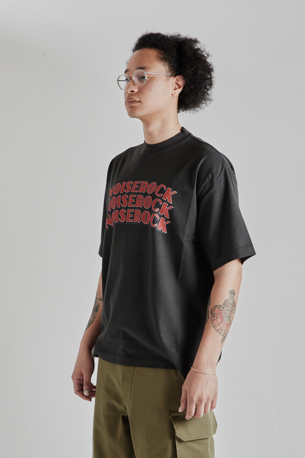 Blurhms Rootstock Noise Rock Print Wide Tee in Black