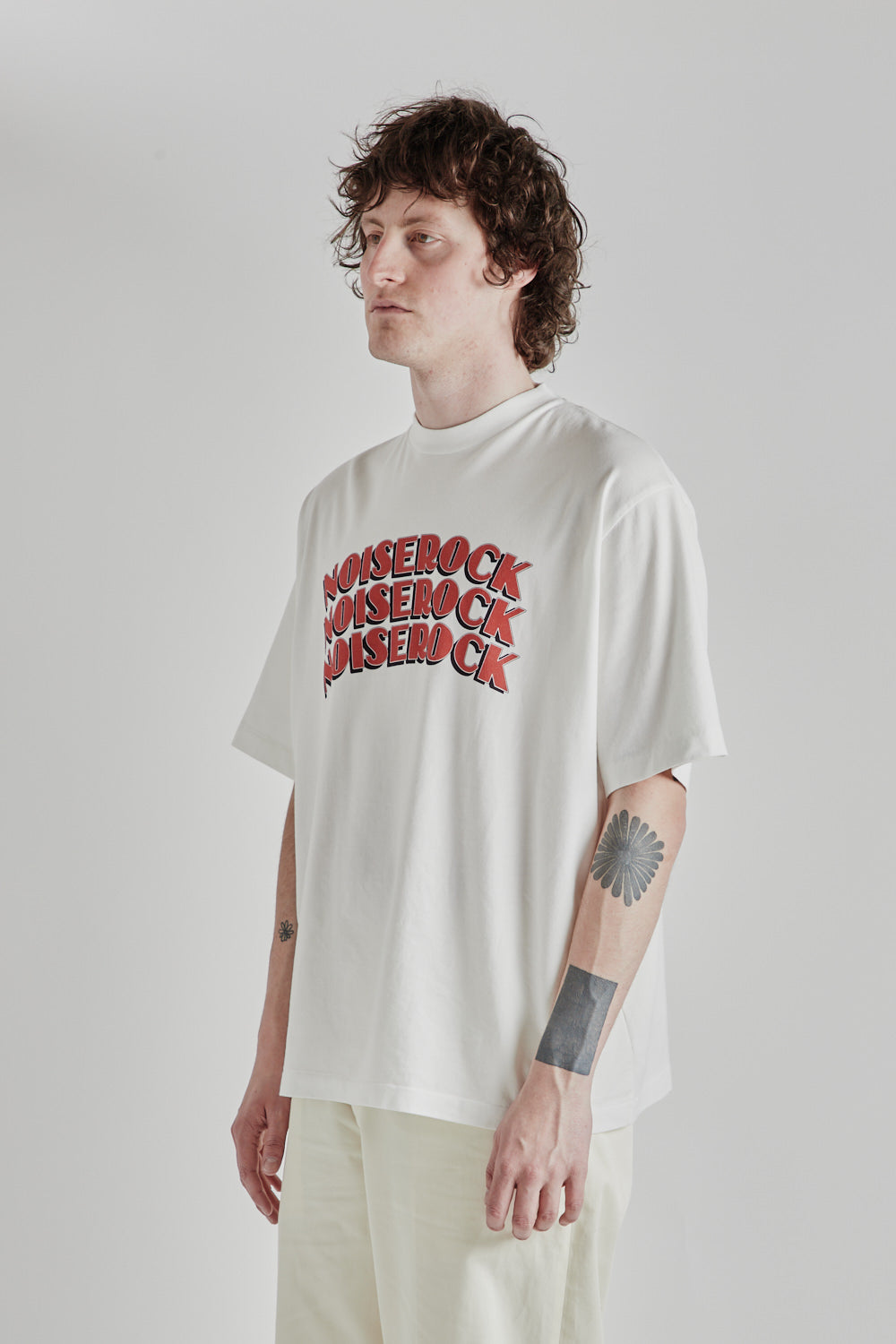 Noise Rock Print Wide Tee - White