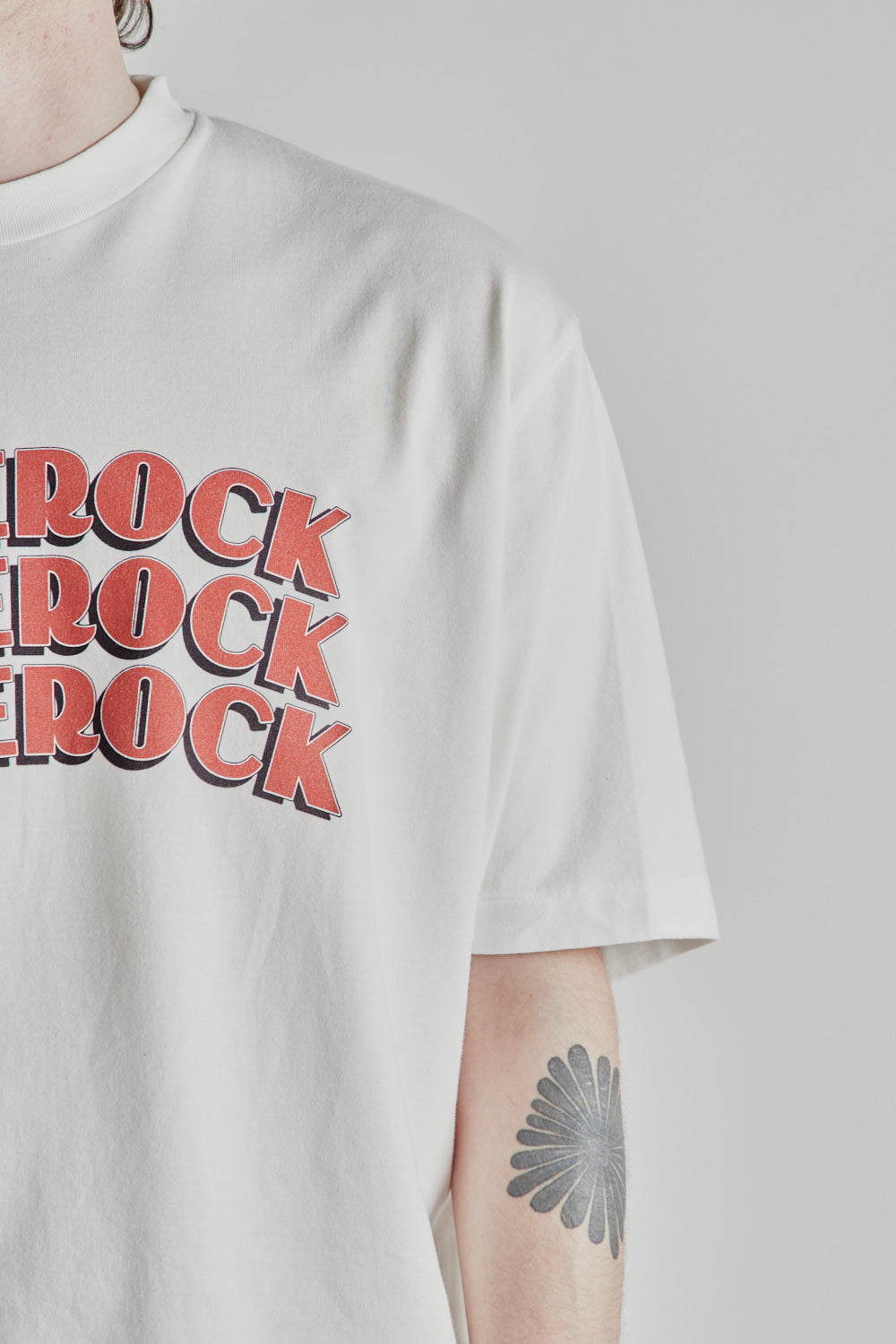 blurhms ROOTSTOCK Noise Rock Print Wide Tee - White