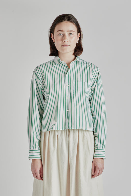 Stripe Short Shirt - Ivory/Green