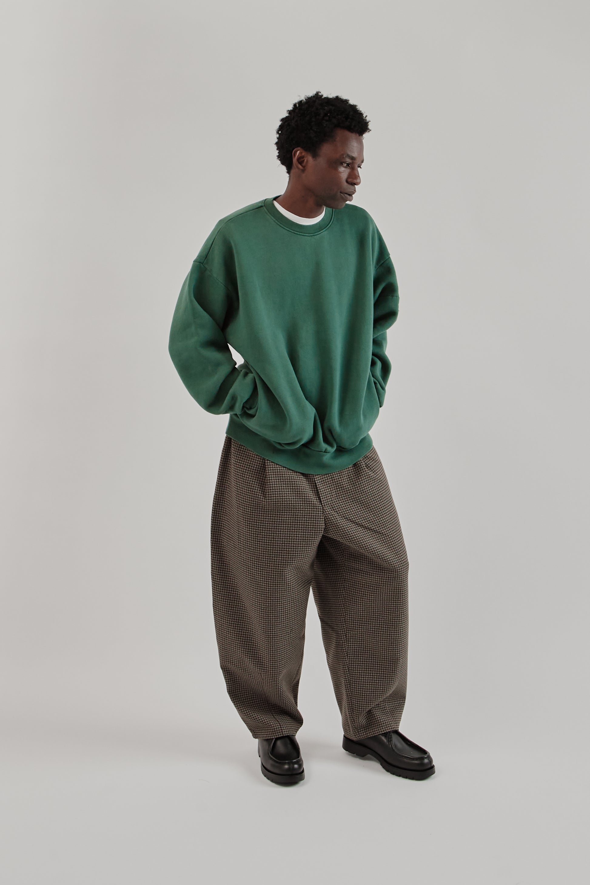is-ness FW25 Pigment Dyed Crewneck Sweatshirt Green19