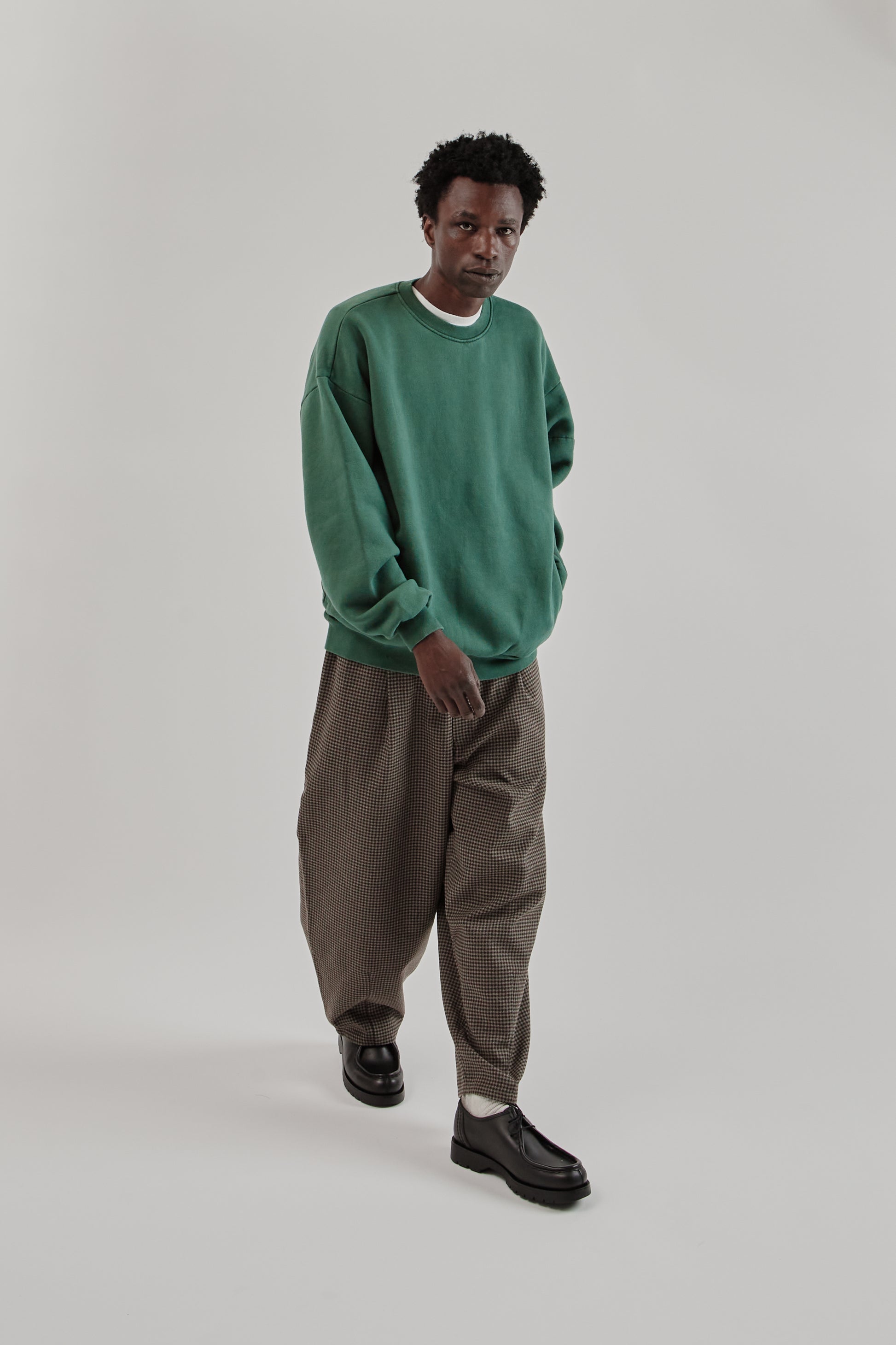 is-ness FW25 Pigment Dyed Crewneck Sweatshirt Green21