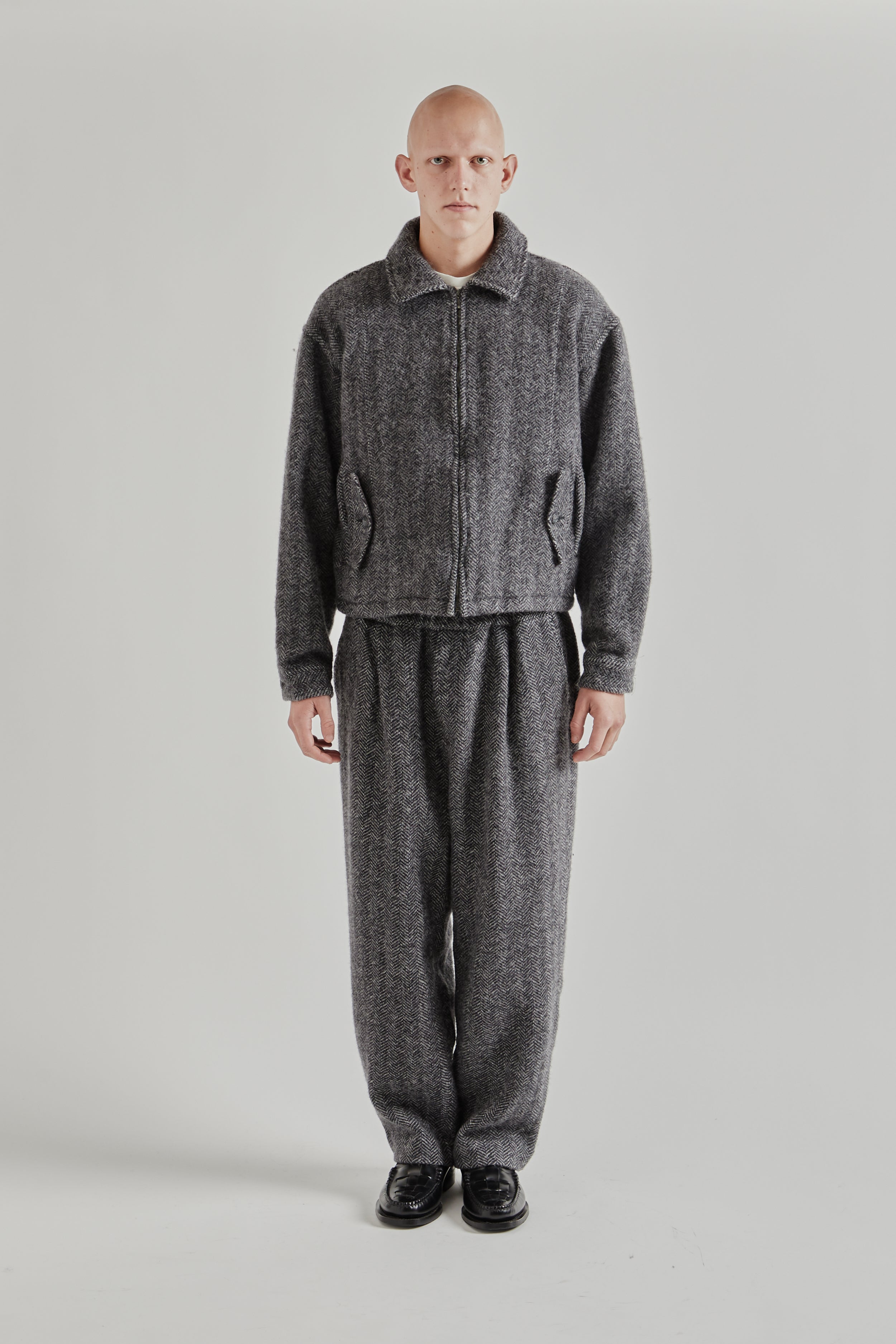 is-ness Wool Zip Blouson - Herringbone | Wallace Mercantile Shop