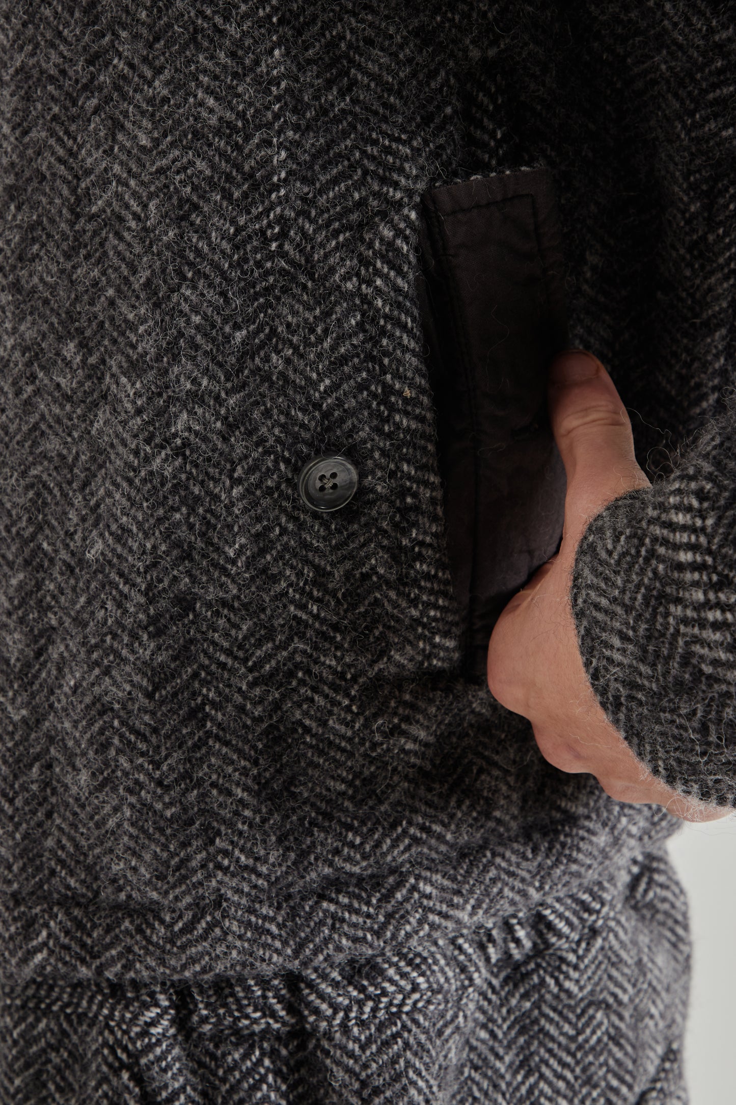 Wool Zip Blouson - Herringbone