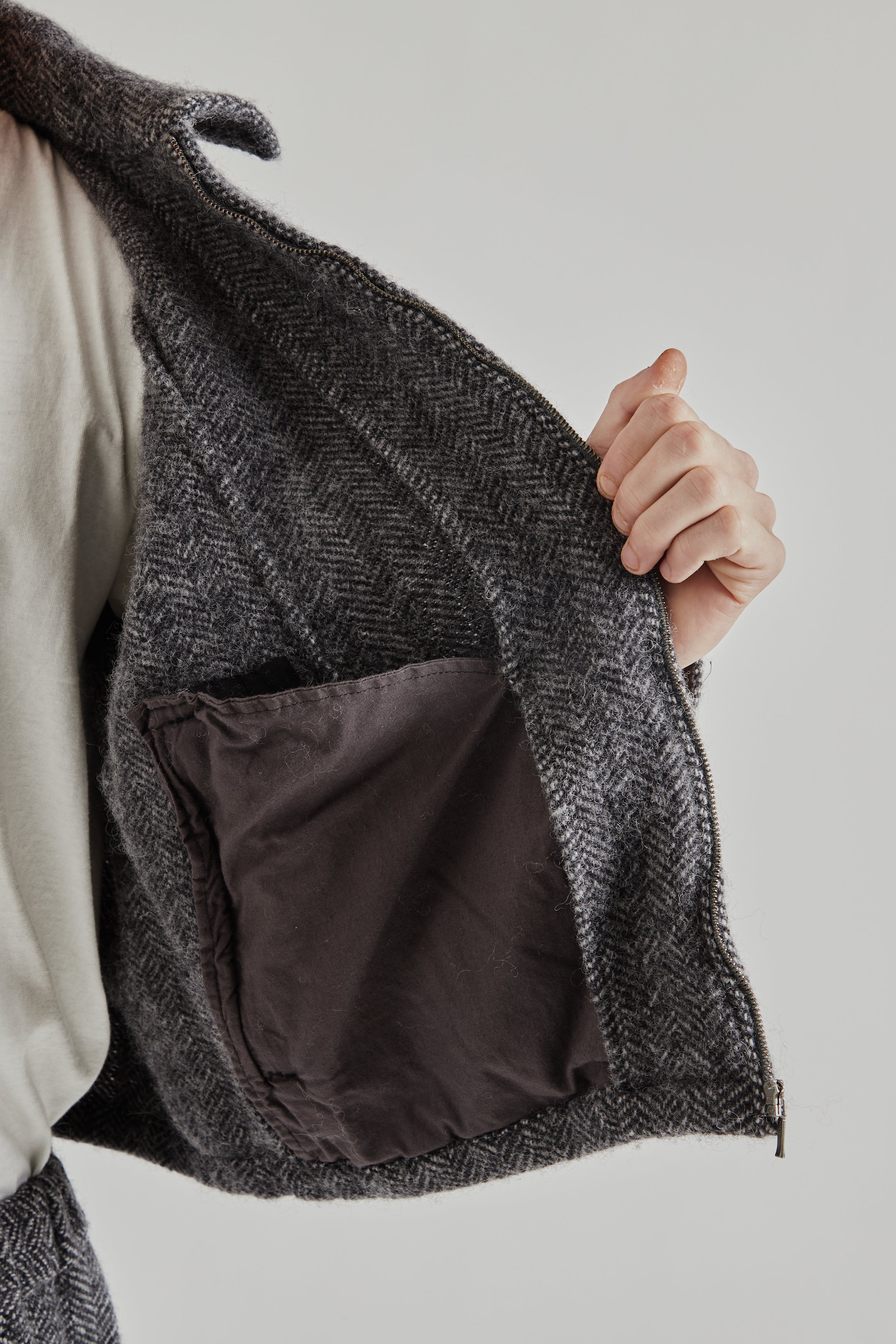 Nes Wool is-ness Wool Zip Blouson - Herringbone | Wallace Mercantile Shop