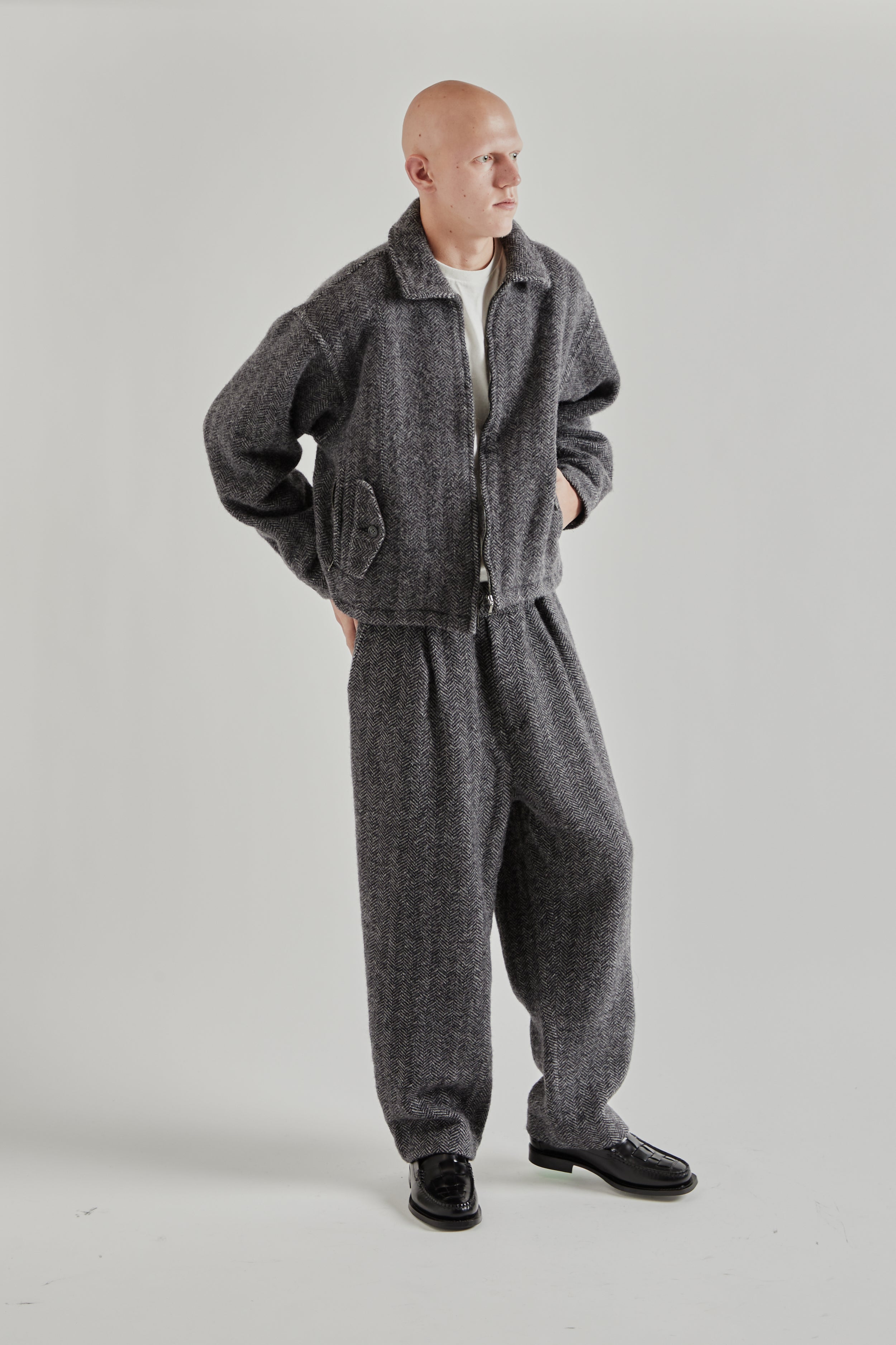 is-ness Wool Zip Blouson - Herringbone | Wallace Mercantile Shop