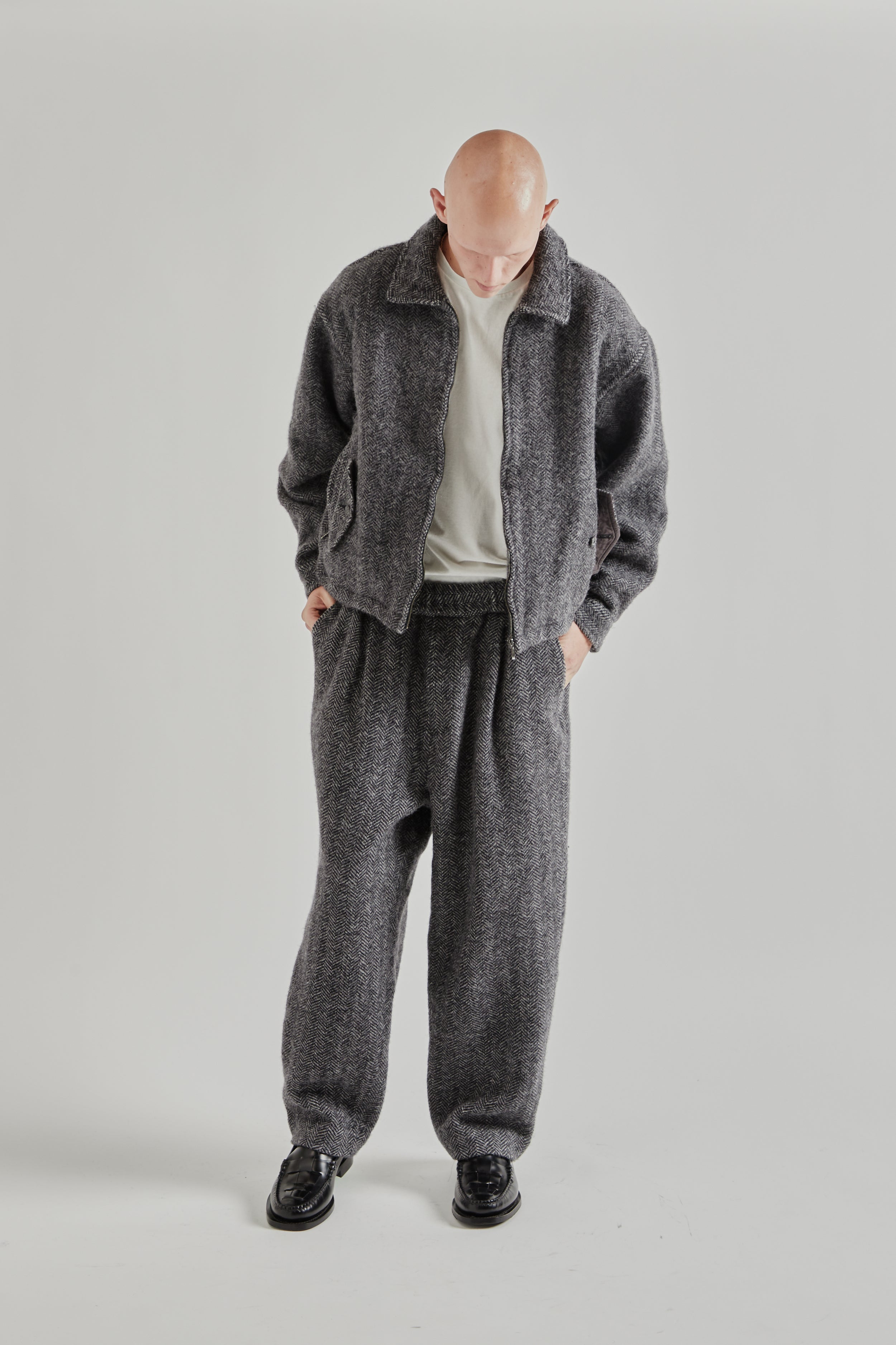 is-ness Wool Zip Blouson - Herringbone | Wallace Mercantile Shop