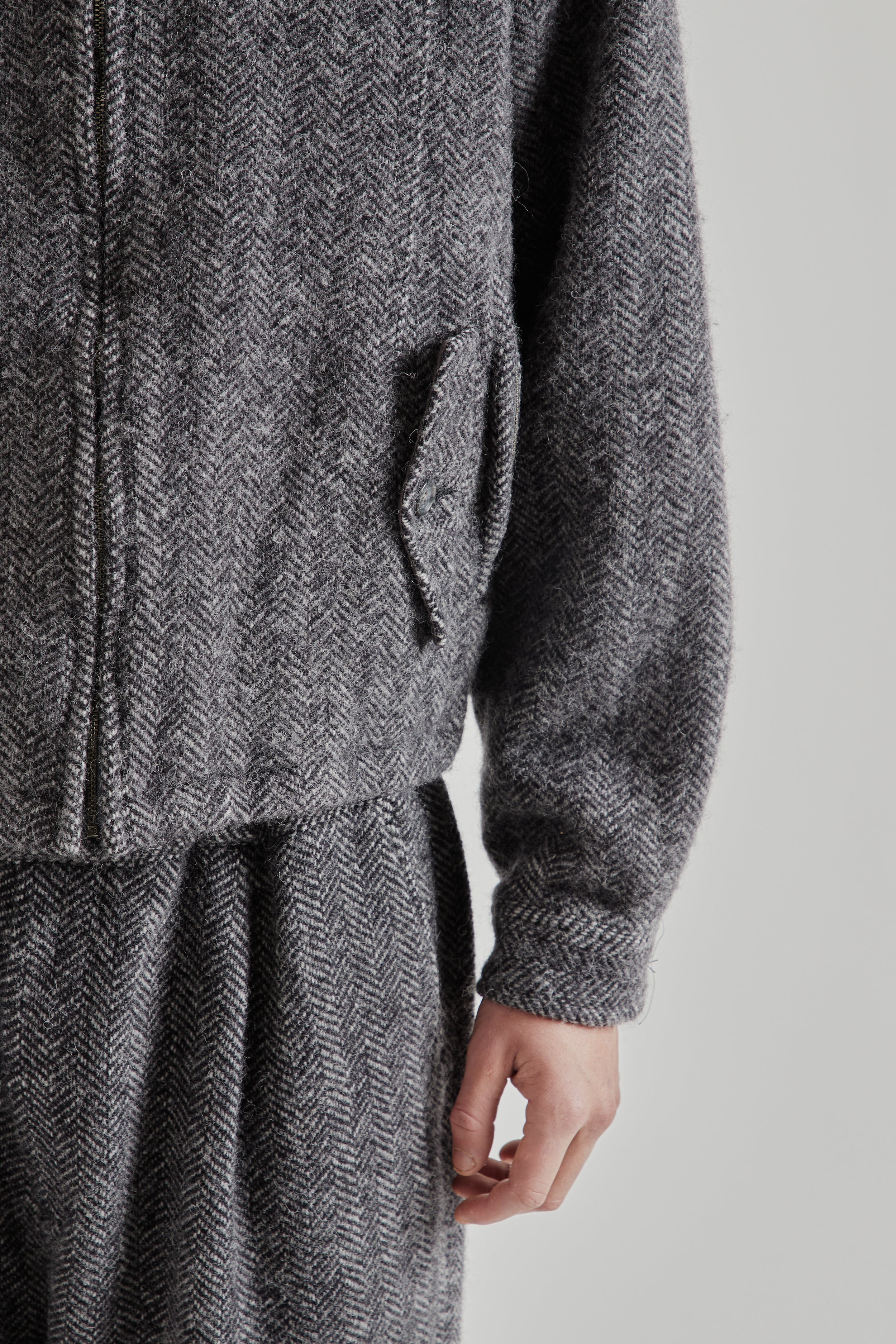 Nes Wool is-ness Wool Zip Blouson - Herringbone | Wallace Mercantile Shop