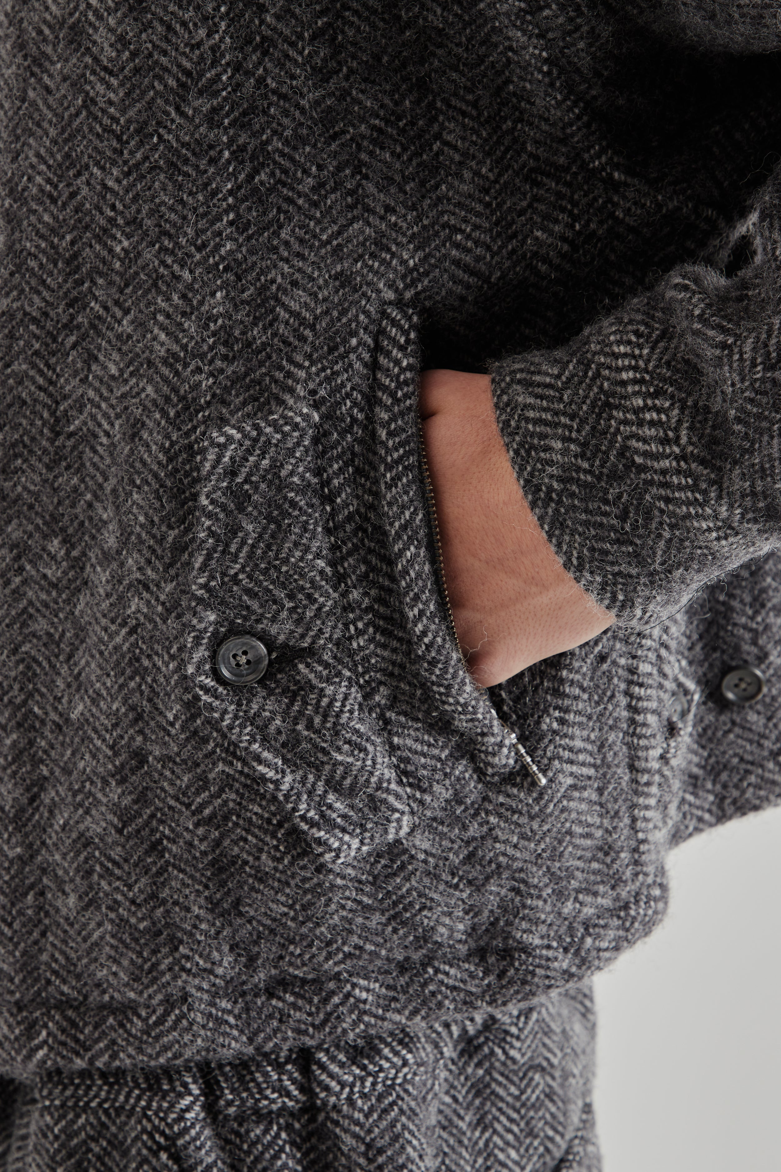 Nes Wool is-ness Wool Zip Blouson - Herringbone | Wallace Mercantile Shop
