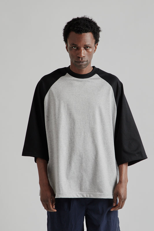 is-ness SS25 Balloon Raglan Sleeve T-Shirt Gray x Black 2