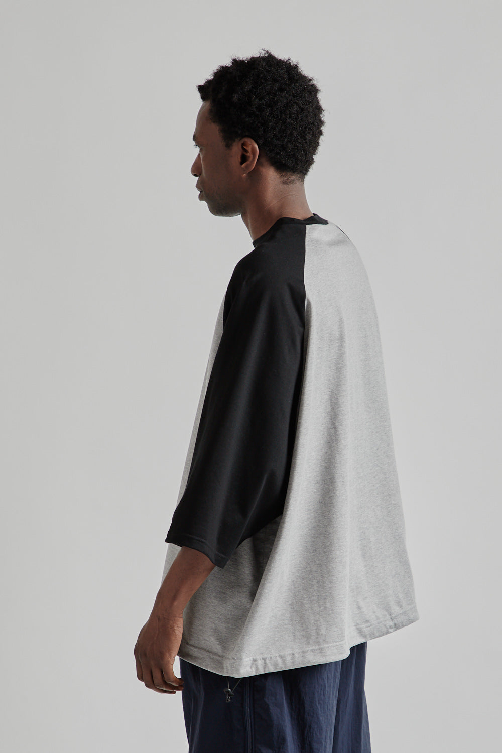 is-ness SS25 Balloon Raglan Sleeve T-Shirt Gray x Black 4