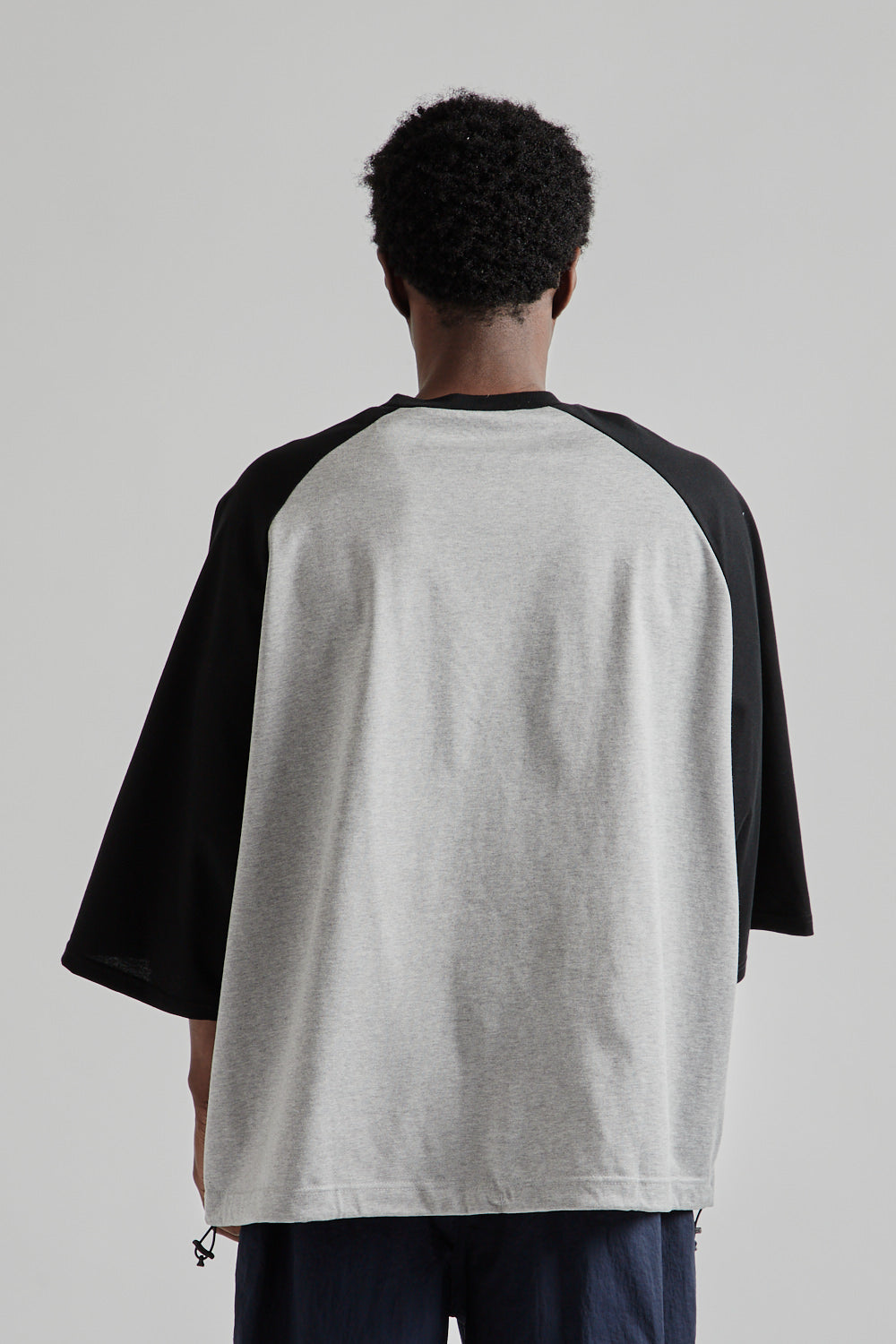 is-ness SS25 Balloon Raglan Sleeve T-Shirt Gray x Black 5