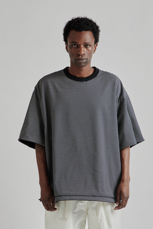 is-ness SS25 Reversible Balloon Border T-Shirt Black x White 27