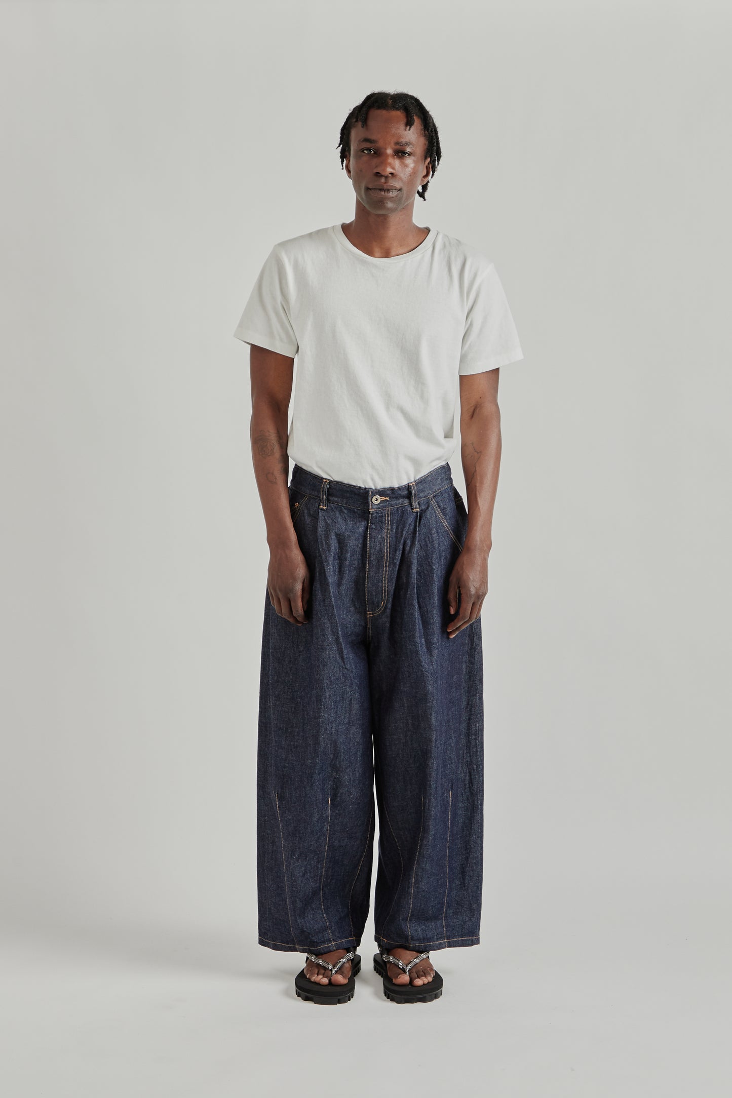 is-ness SS26 5-Pocket Balloon Pants Indigo One Wash1019