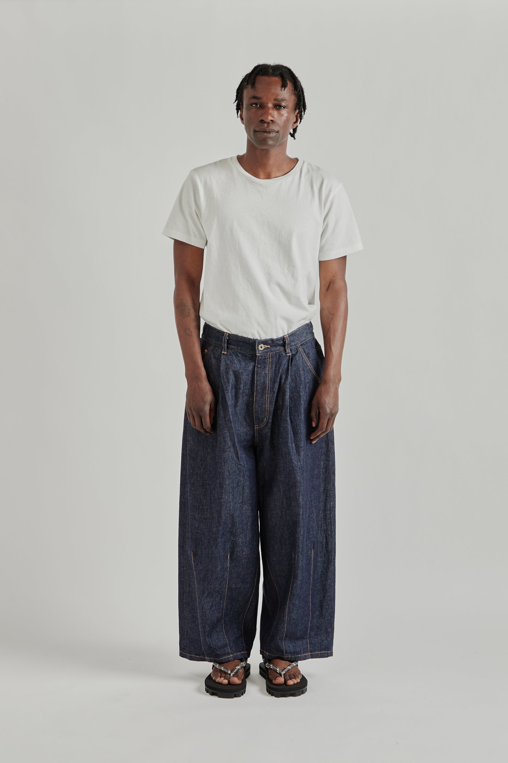 is-ness SS26 5-Pocket Balloon Pants Indigo One Wash1019