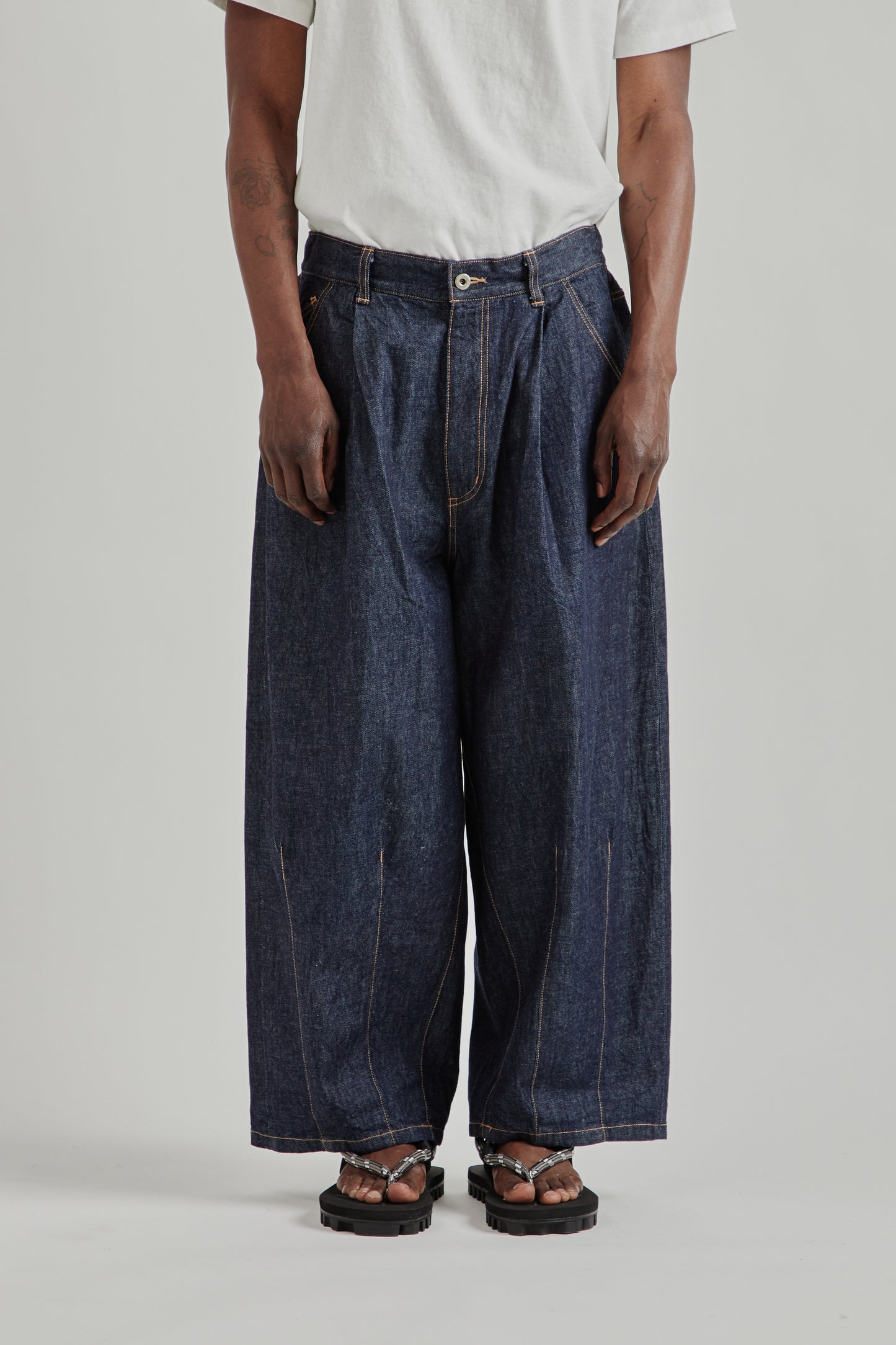 is-ness SS26 5-Pocket Balloon Pants Indigo One Wash1022