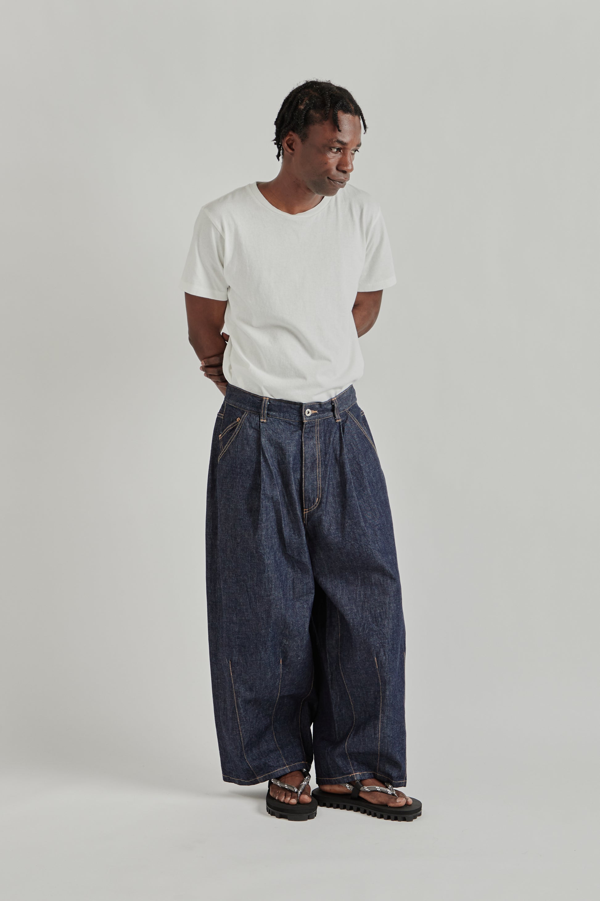 is-ness SS26 5-Pocket Balloon Pants Indigo One Wash1041
