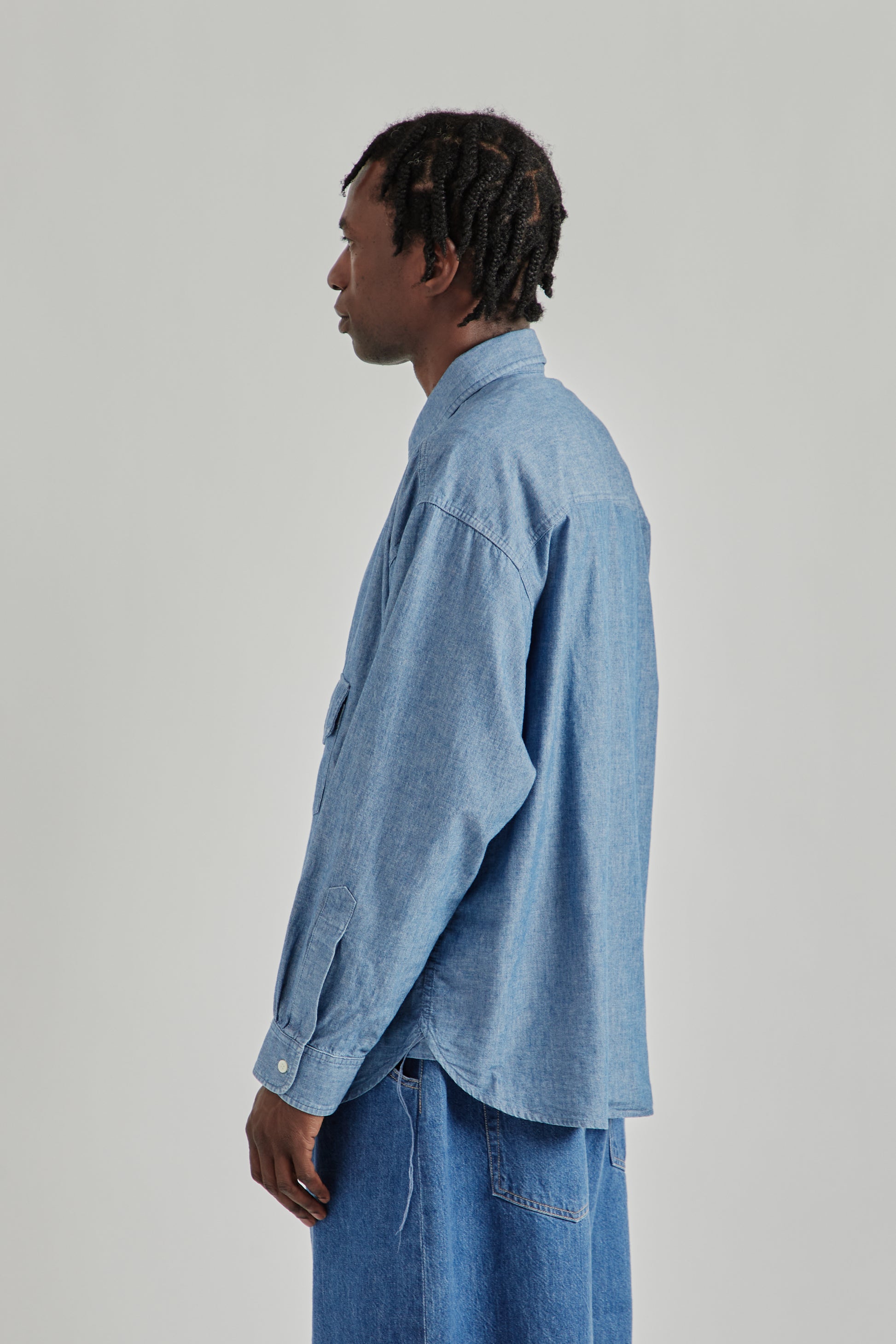 is-ness SS26 Chambray Shirt Blue0998