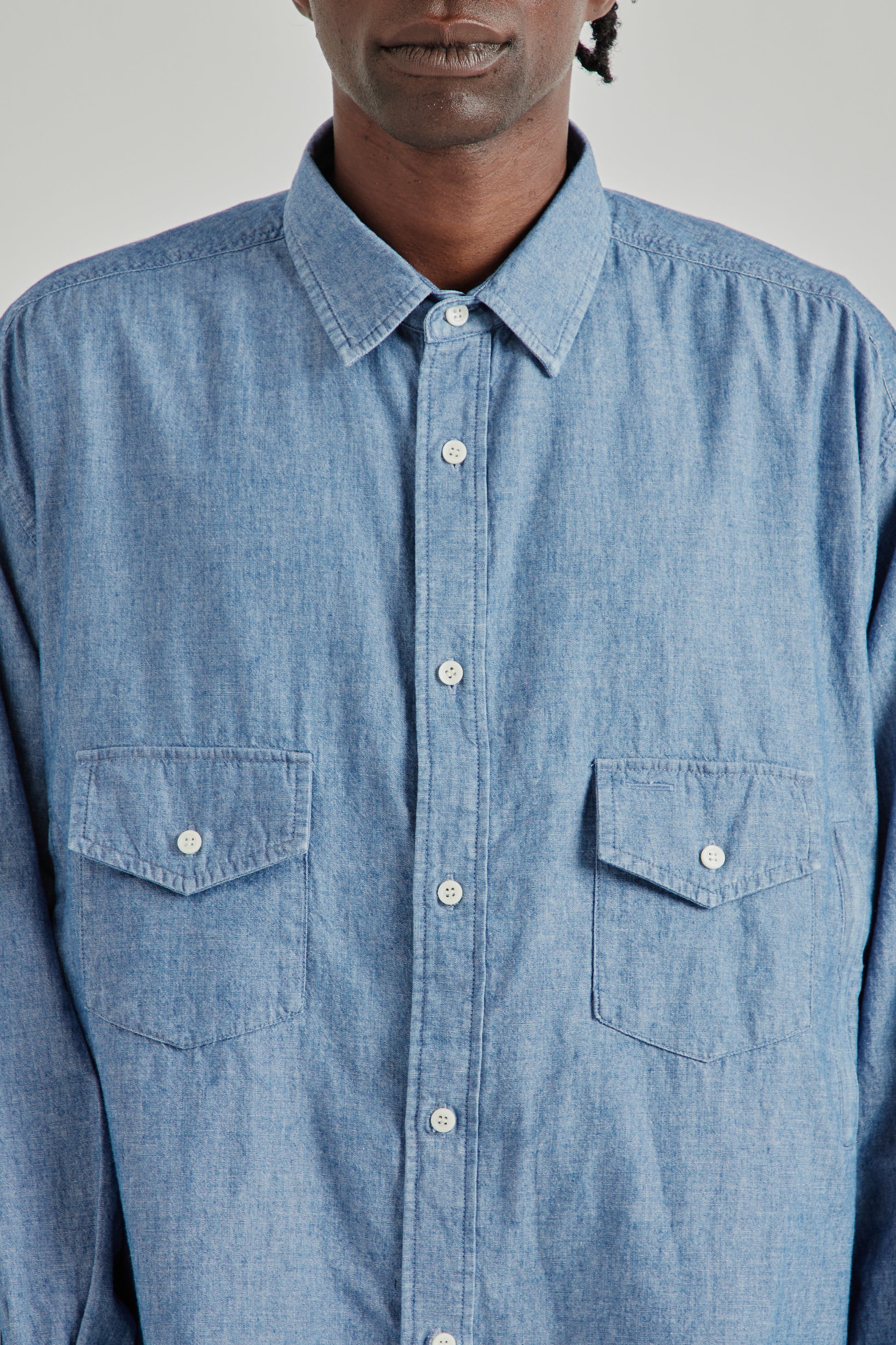 is-ness SS26 Chambray Shirt Blue1003