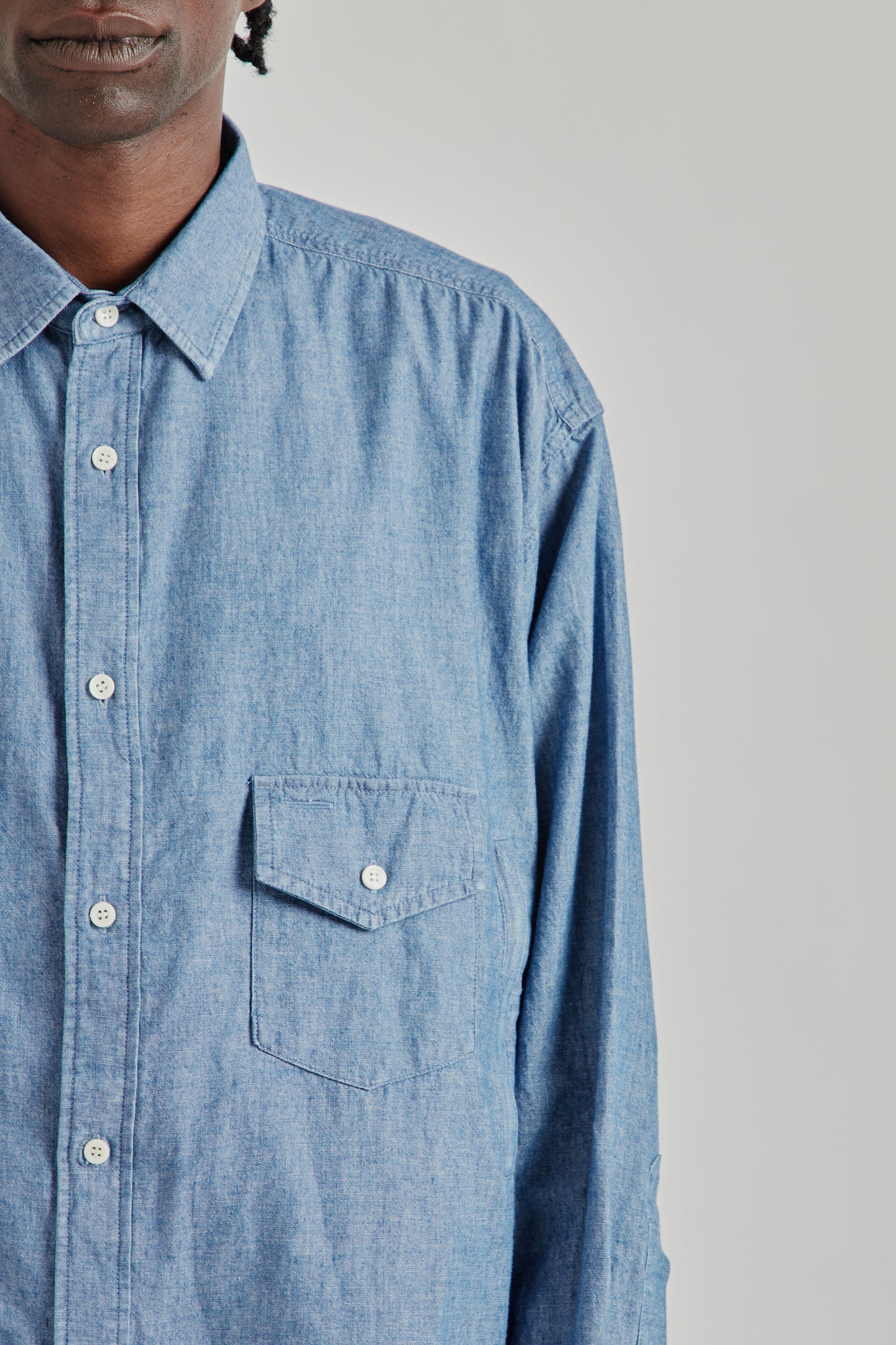 is-ness SS26 Chambray Shirt Blue1004