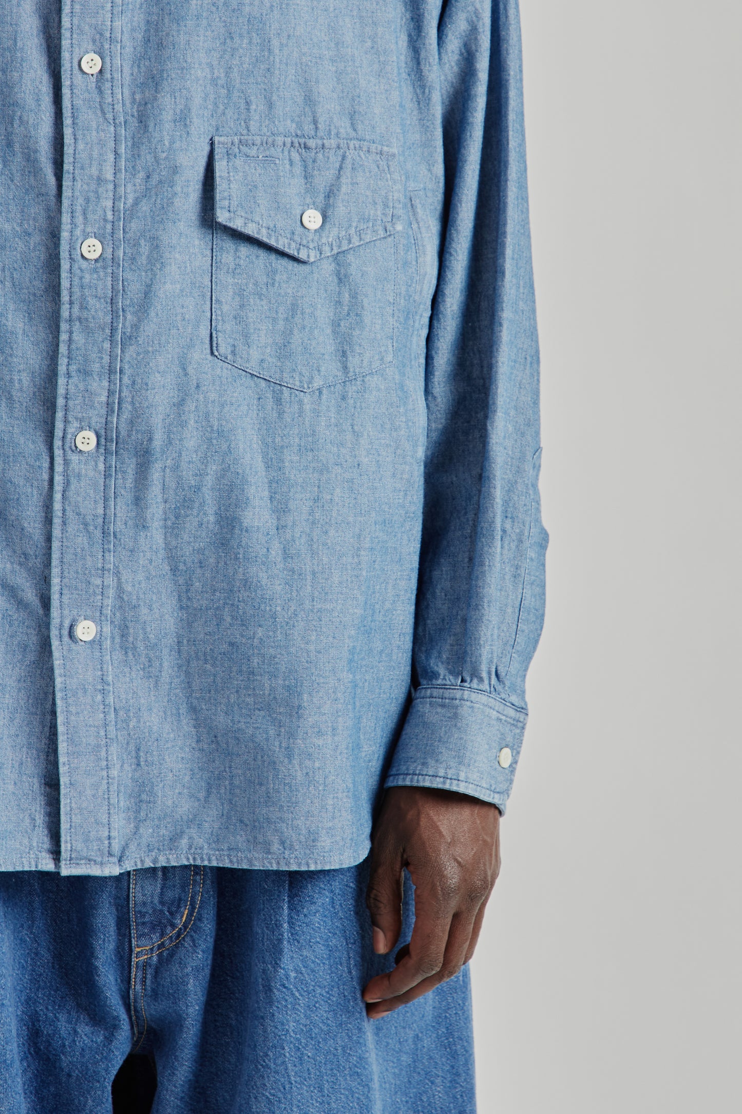 is-ness SS26 Chambray Shirt Blue1005
