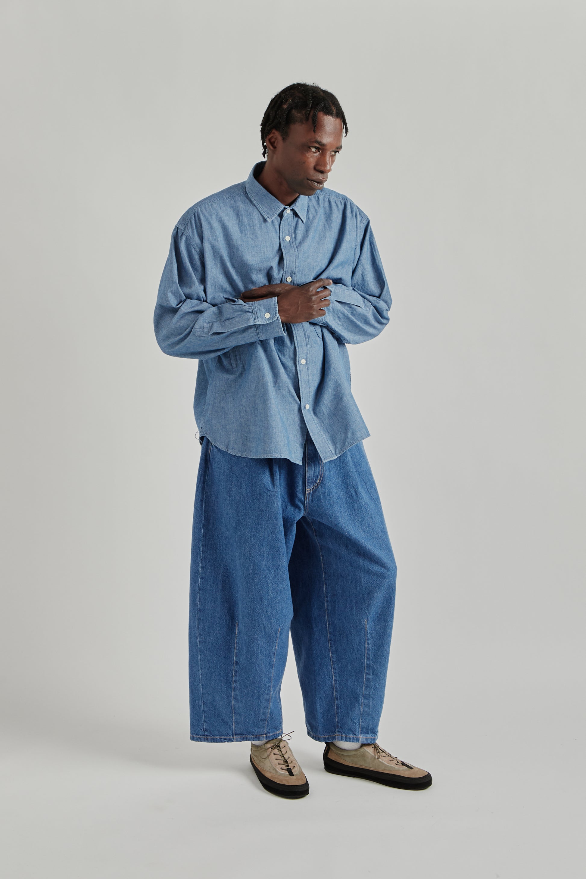 is-ness SS26 Chambray Shirt Blue1006