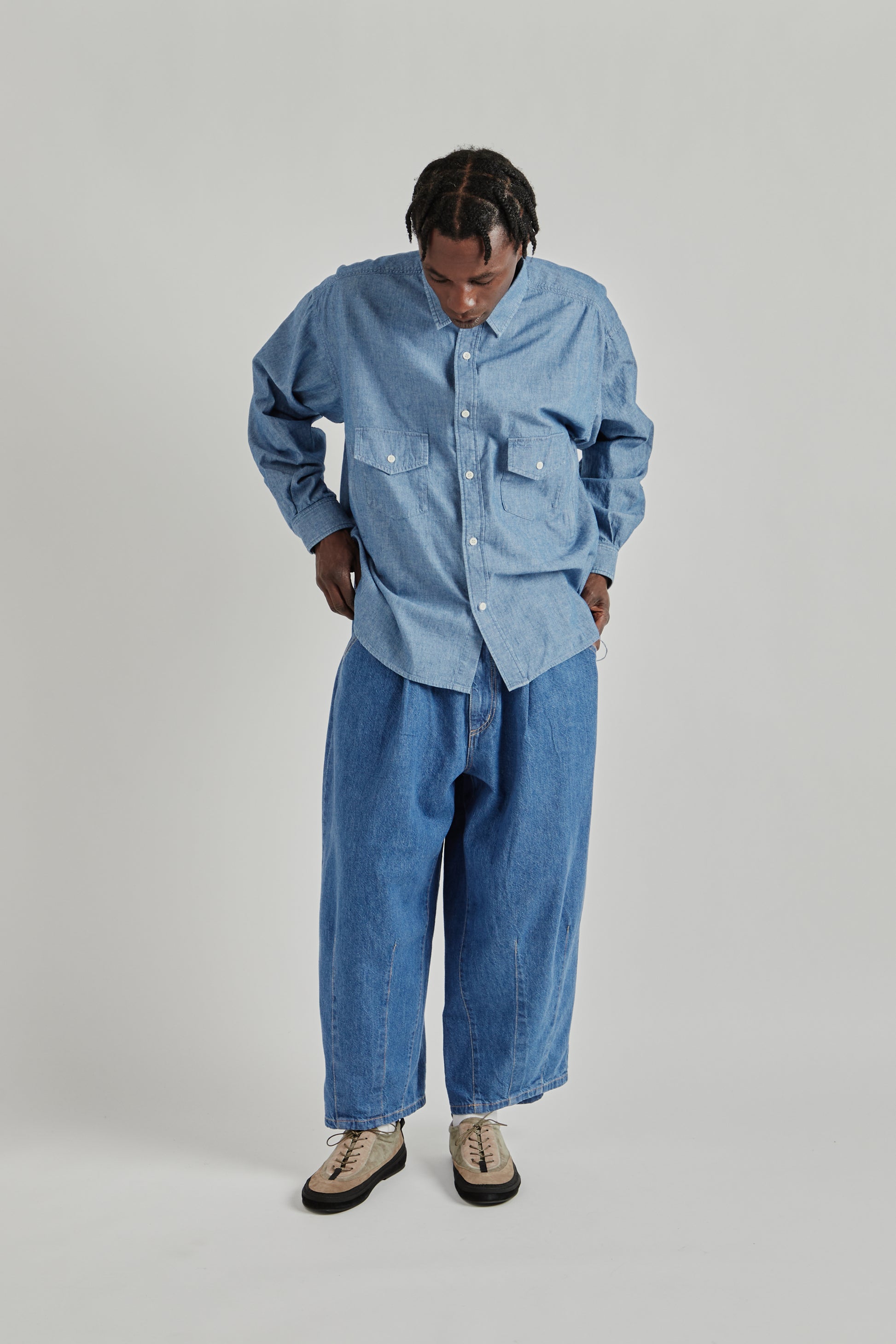 is-ness SS26 Chambray Shirt Blue1011