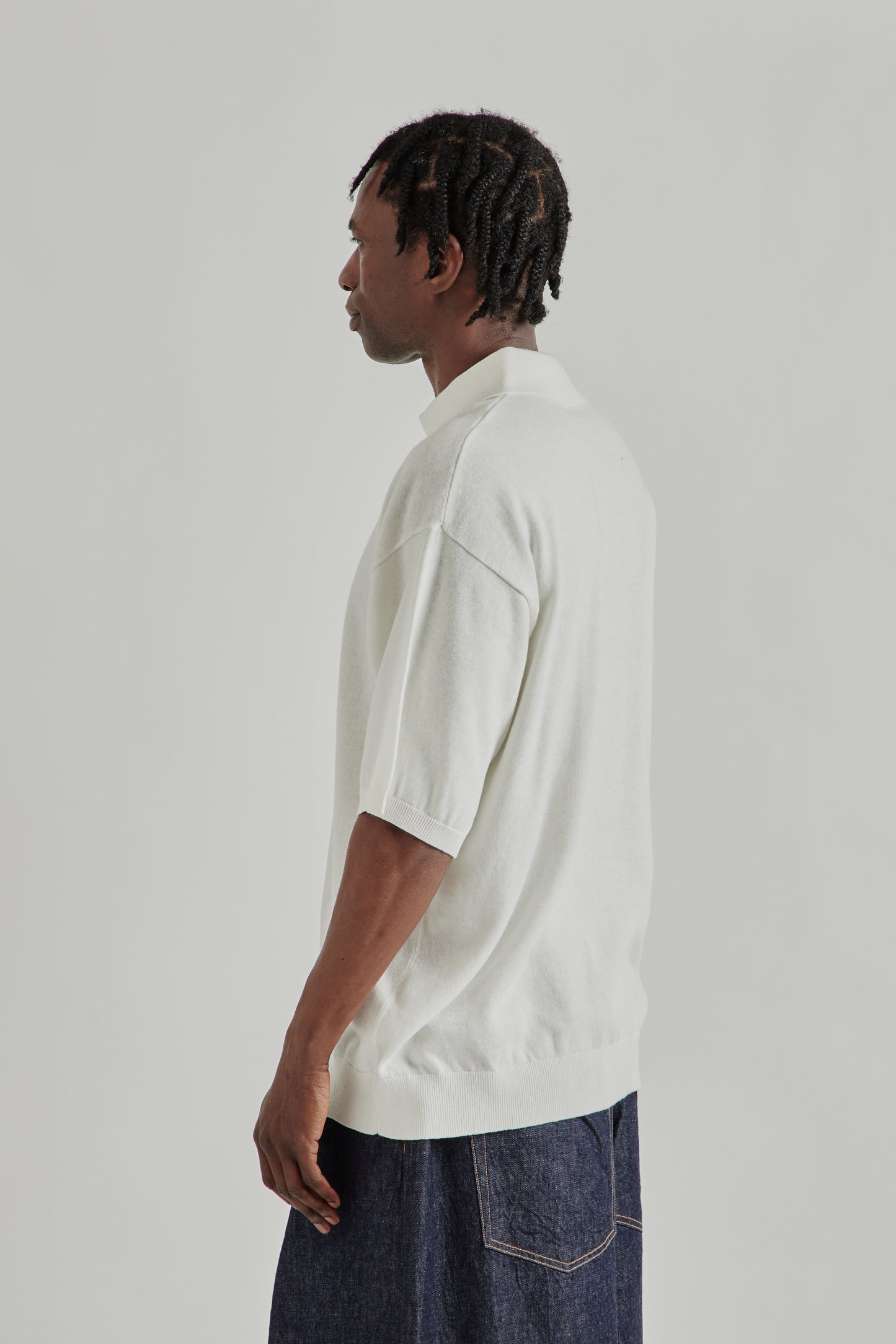 is-ness SS26 Knitted Polo Shirt White1058