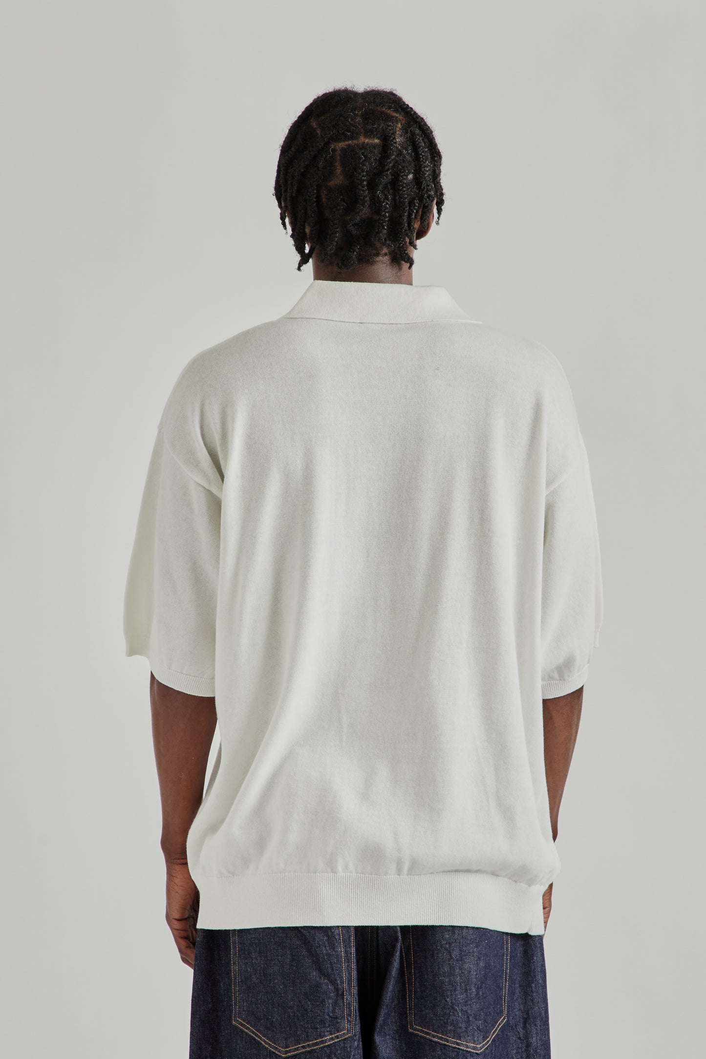 is-ness SS26 Knitted Polo Shirt White1061