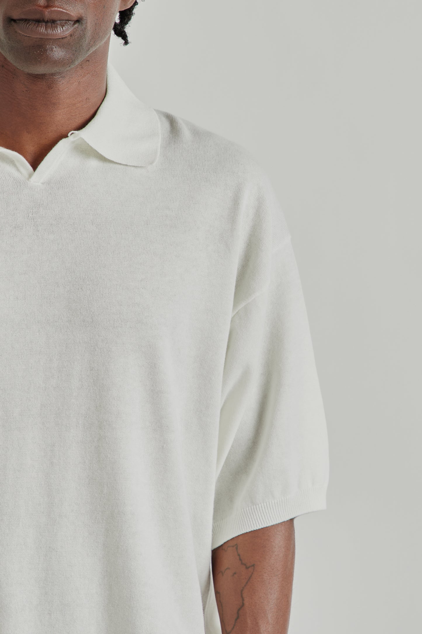 is-ness SS26 Knitted Polo Shirt White1064