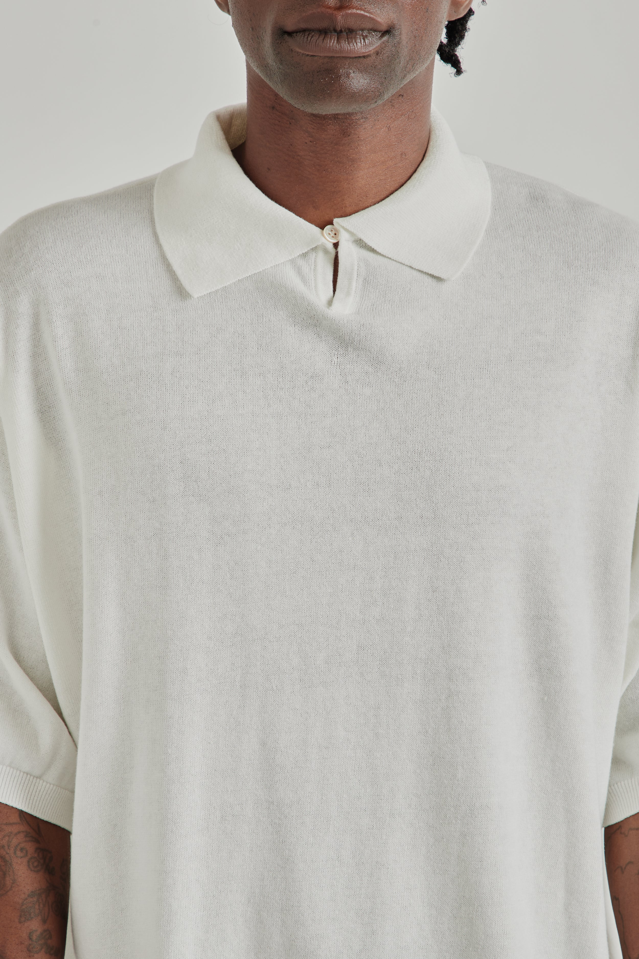 is-ness Knitted Polo Shirt - White | Wallace Mercantile Shop