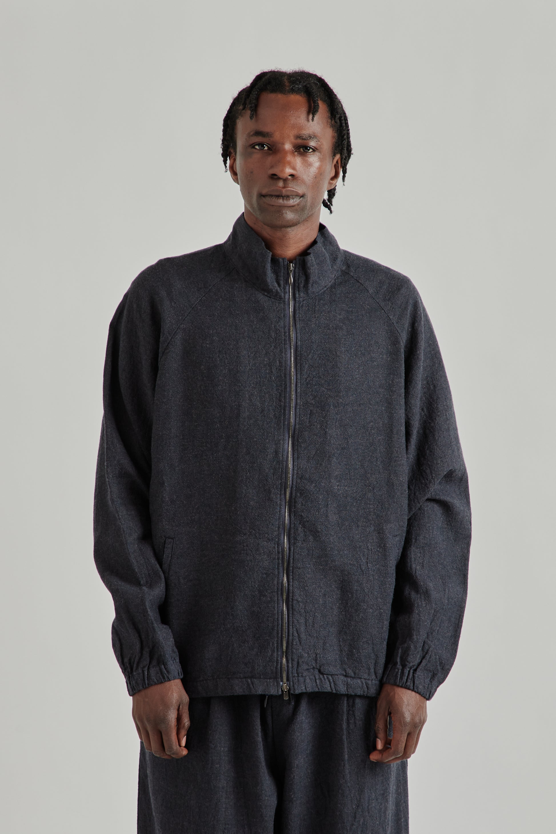 is-ness SS26 Linen Track Jacket Navy1118