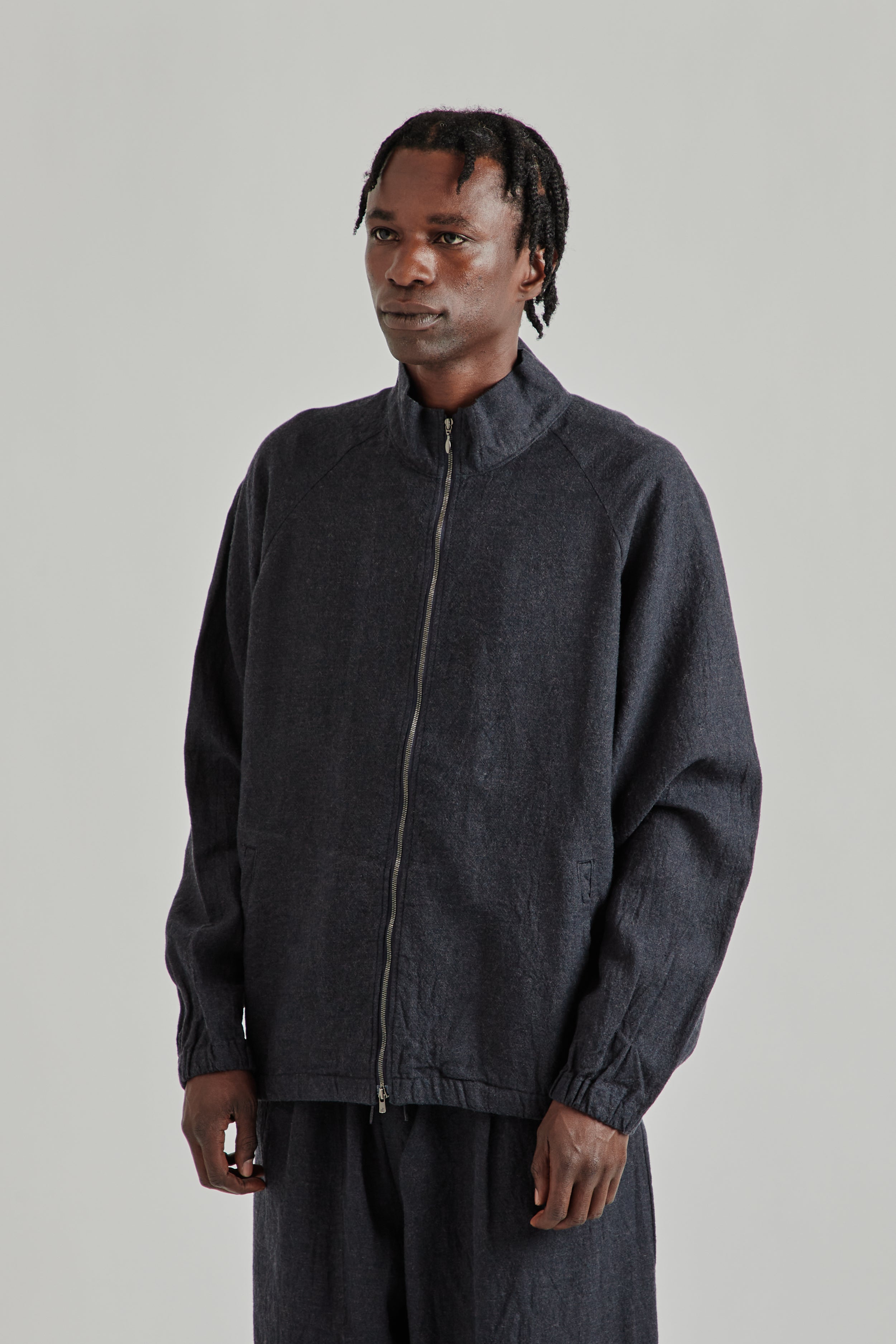 is-ness Linen Track Jacket - Navy | Wallace Mercantile Shop