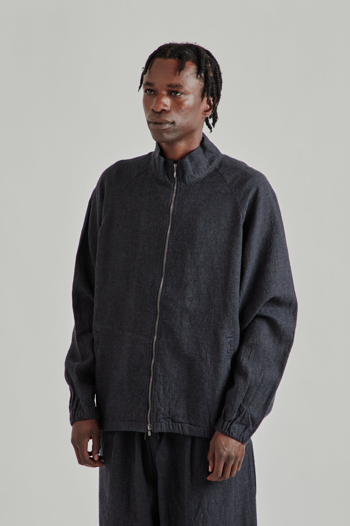 is-ness SS26 Linen Track Jacket Navy1121