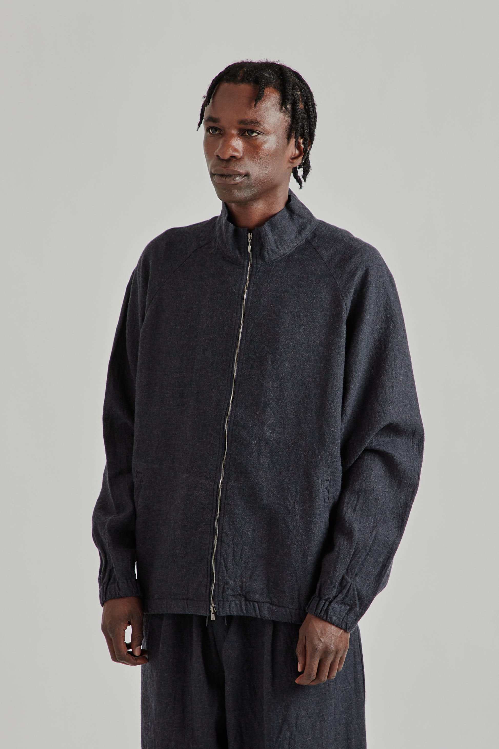 is-ness SS26 Linen Track Jacket Navy1121