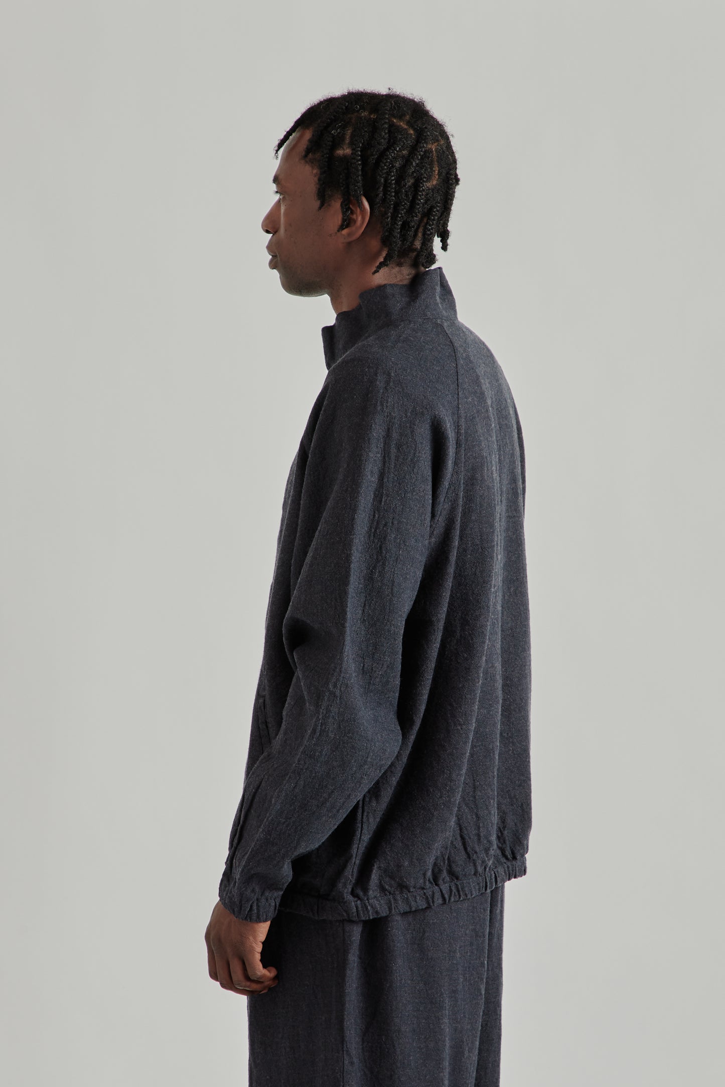 is-ness SS26 Linen Track Jacket Navy1124