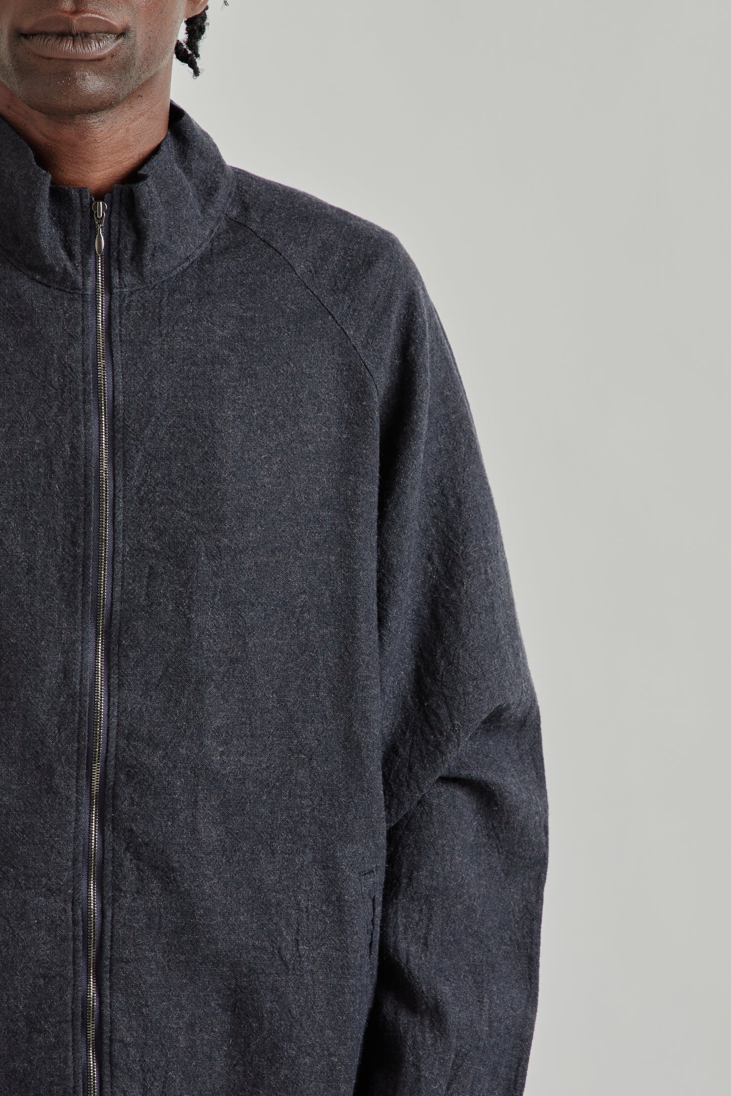 is-ness SS26 Linen Track Jacket Navy1129