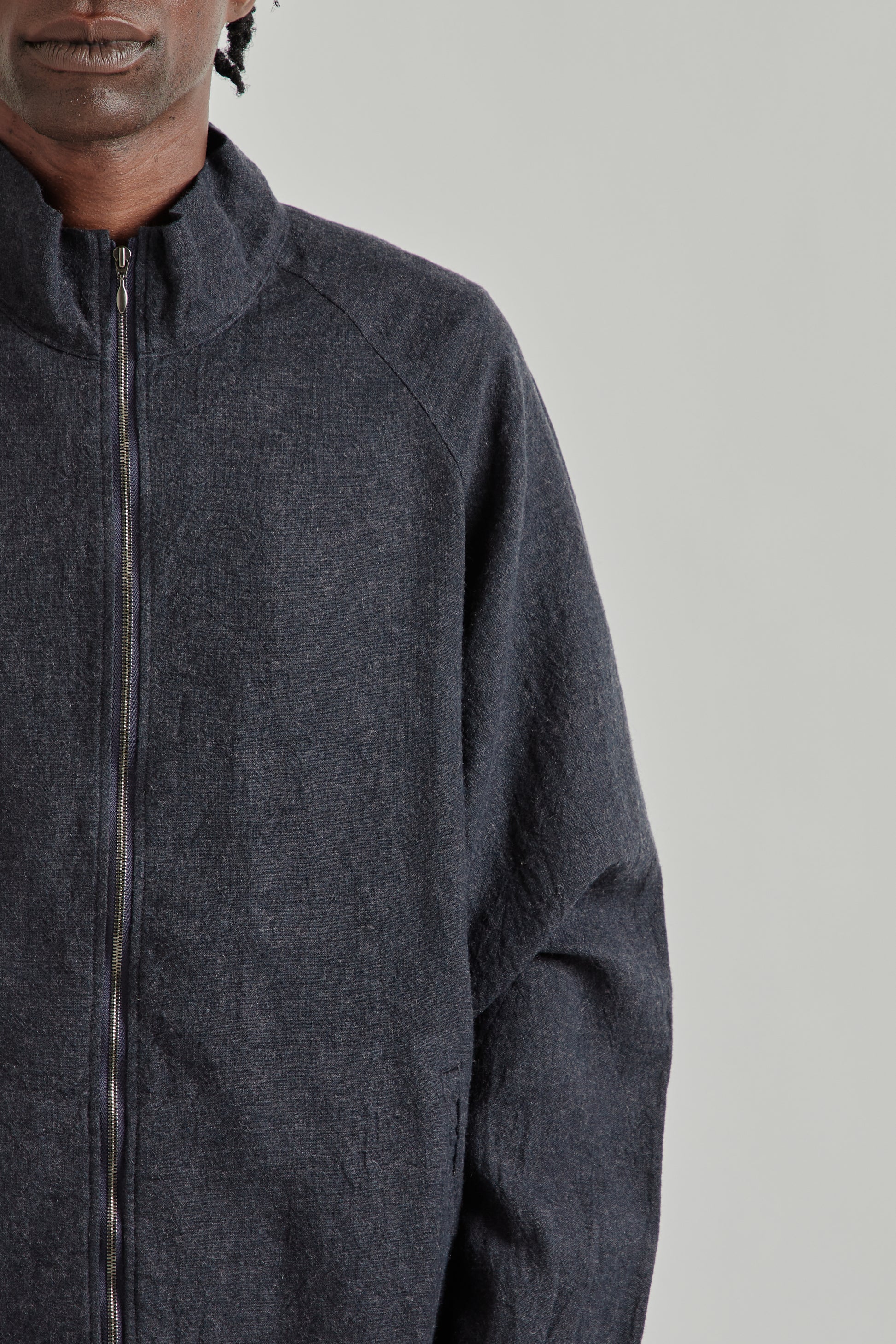 is-ness SS26 Linen Track Jacket Navy1129